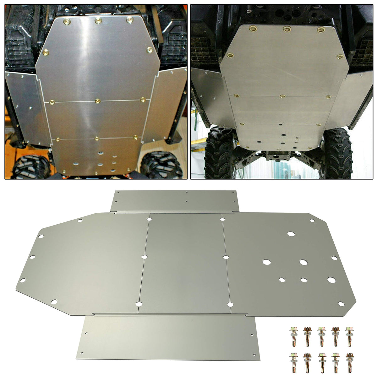 Ecotric Full Chassis Skid Plate Aluminum Compatible With 2008-2014 Polaris Rzr 8 WBCARB0923Q85Y9