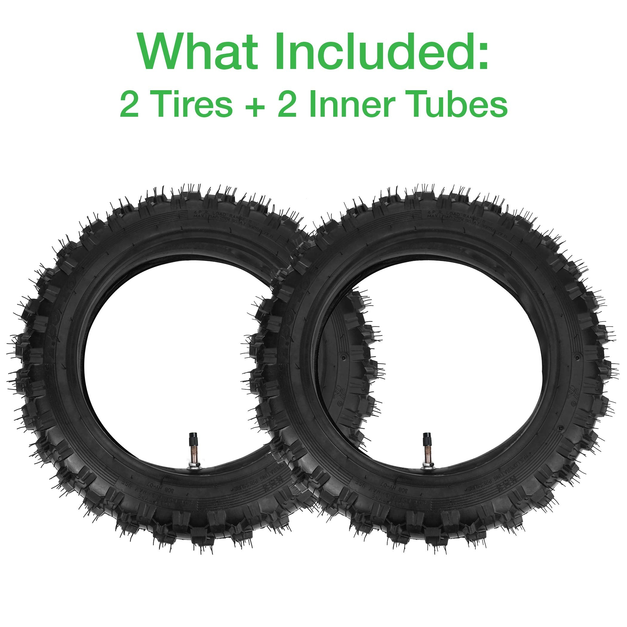 (2 Set) 2.5-10'' Off-Road Tire And Inner Tube Set - Dirt Bike Tire With 10-Inch Rim And 2.5/2.75-10 Dirt Bike Inner Tube Heavy D