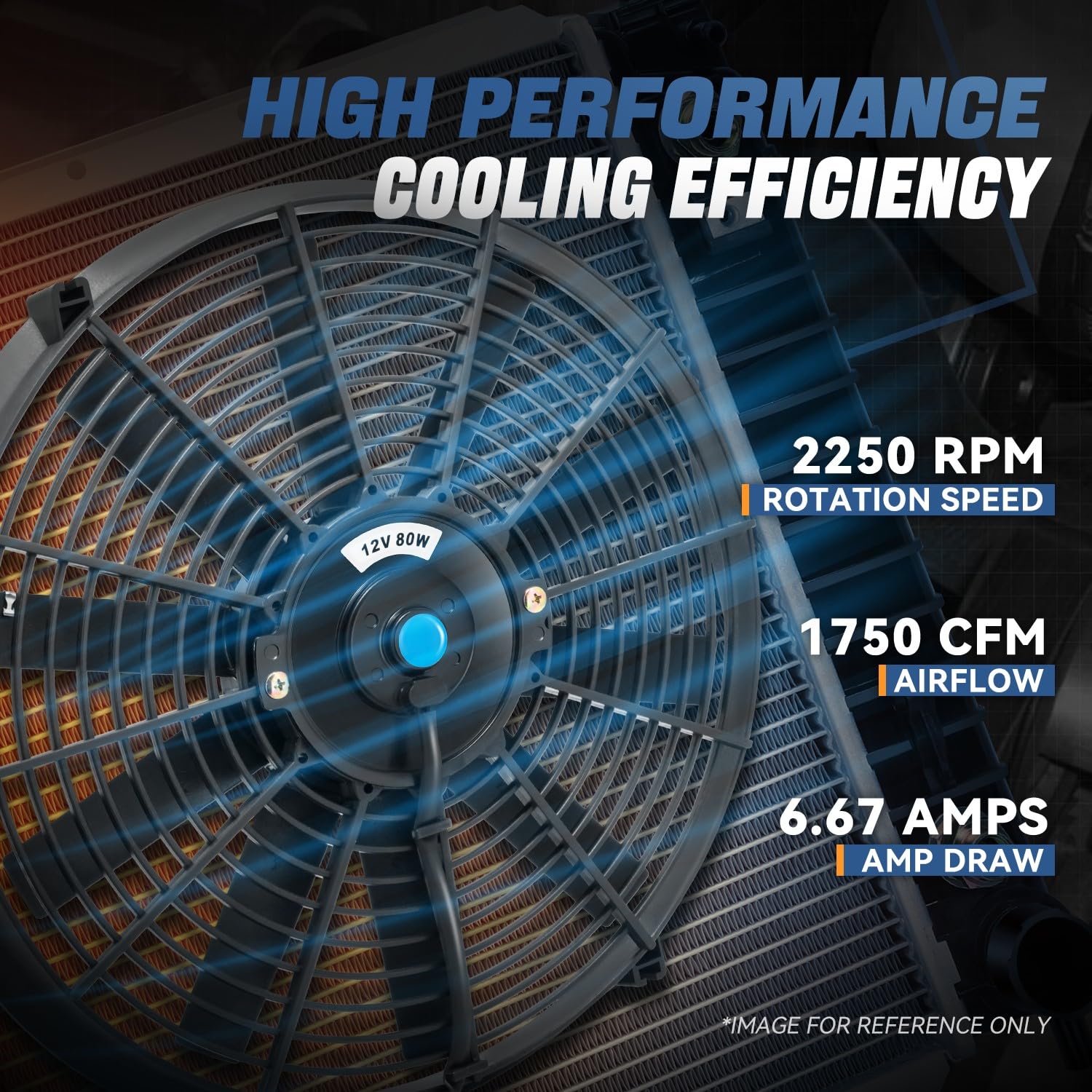 Auto Dynasty Universal 14 Inches High Performance Electric Slim Radiator Cooling Fan With Mounting Kit, (Pack Of 2) 12V, Black