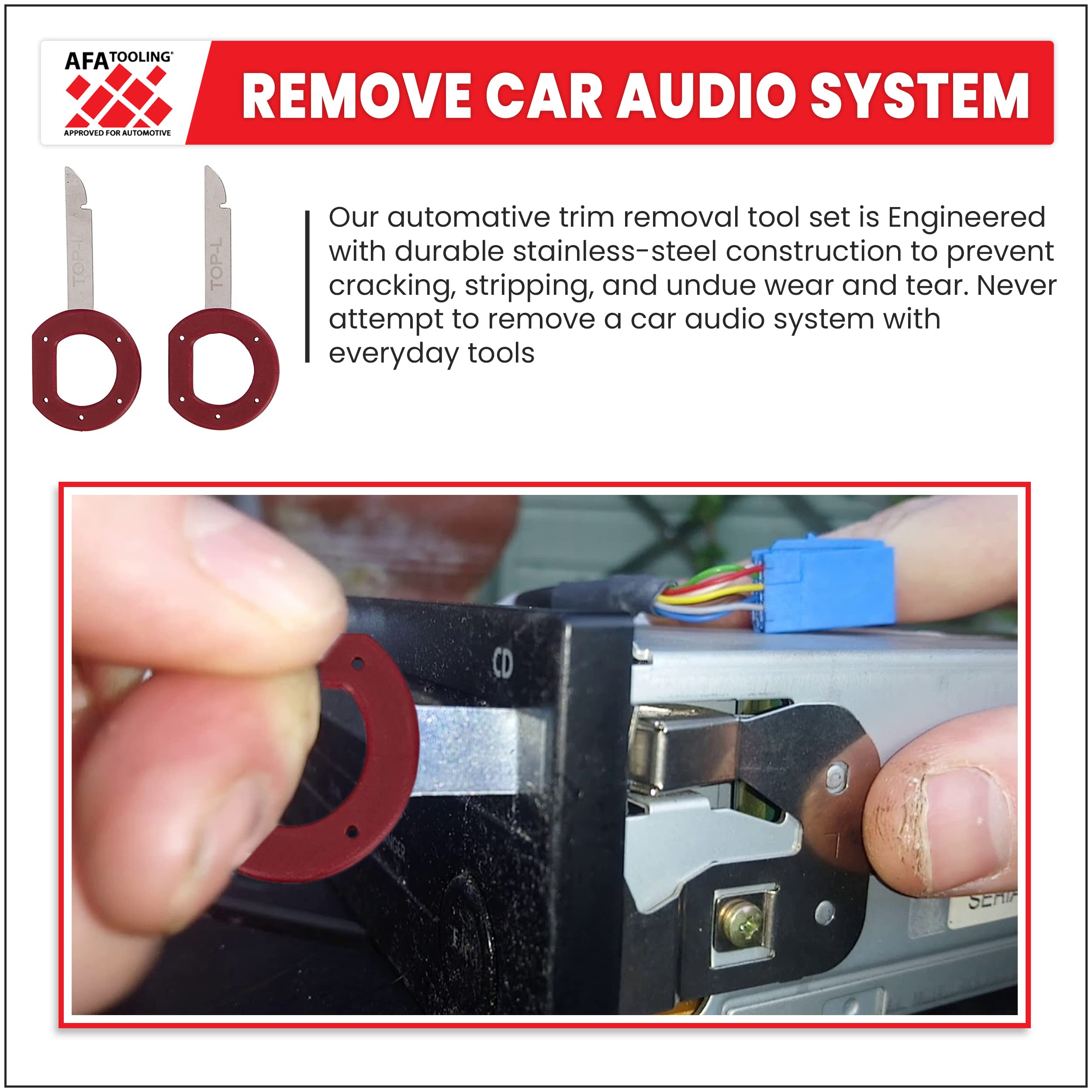 AFA Tooling Radio Removal Tool for Ford, Volkswagen - VW, Mercedes, and Audi | Easy Grip Handles and Stiff Blades | Stereo Singl