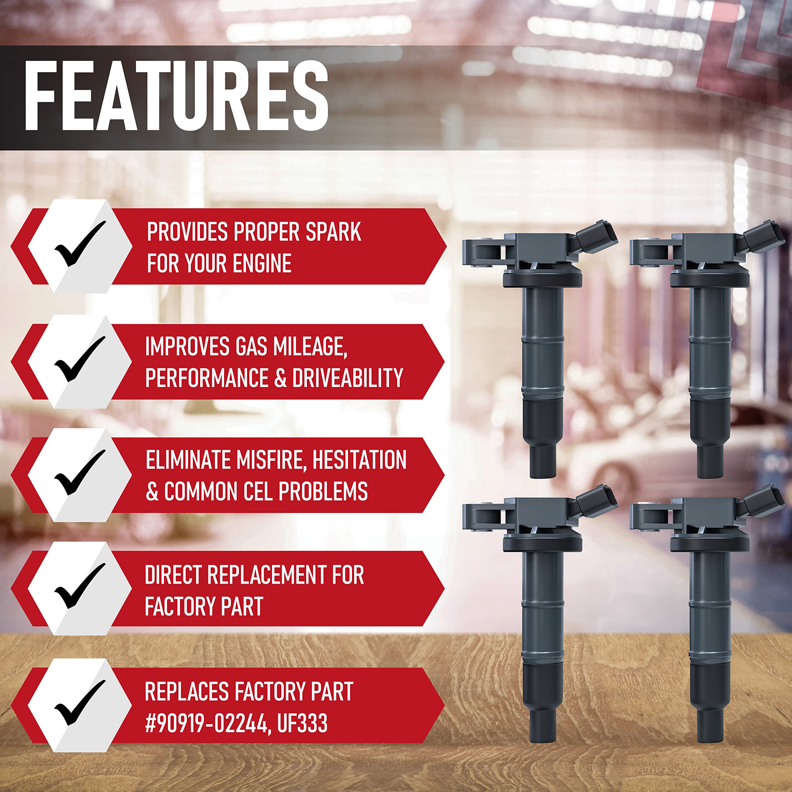 Ignition Coil Pack Set Of 4 - Compatible With Toyota, Scion & Lexus Vehicles - Camry, Corolla, Solara, Tc, Xb, Hs250H And More 2