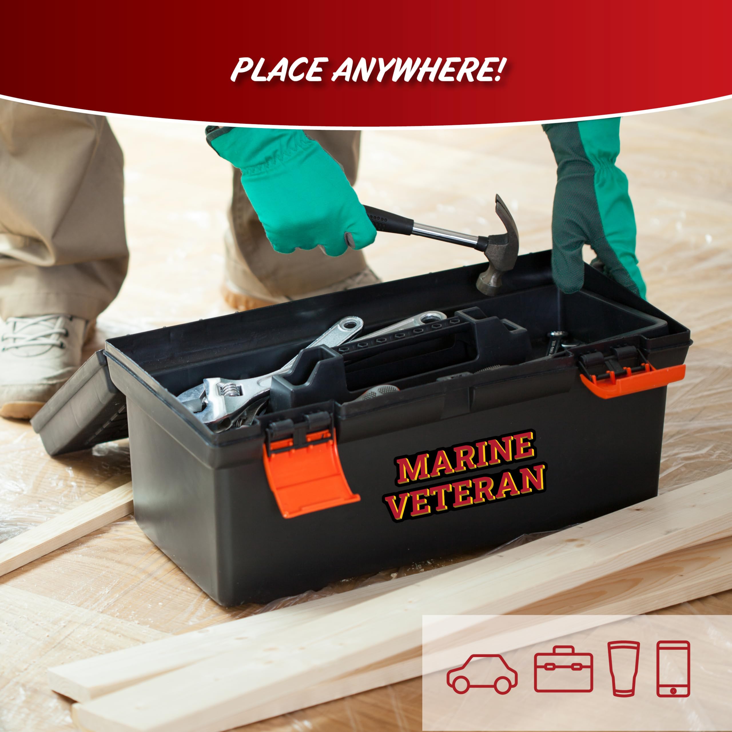 Us Marine Corps Veteran Car Decals - Set Of 4 Usmc Window Stickers Ega Logo Vinyl Decal For Vehicle Truck Bumper Water Bottle La