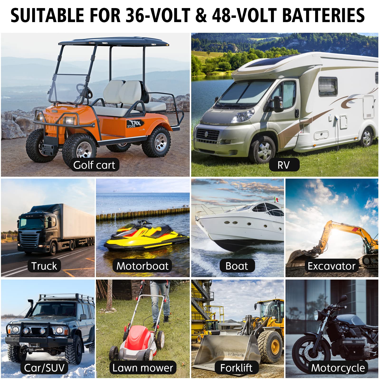 Golf cart Battery Charger, 48V 13A and 36V 18A Trickle Battery Charger,48 Volt cart Golf Charger,for 48 Volt Club Golf Car,Lithi