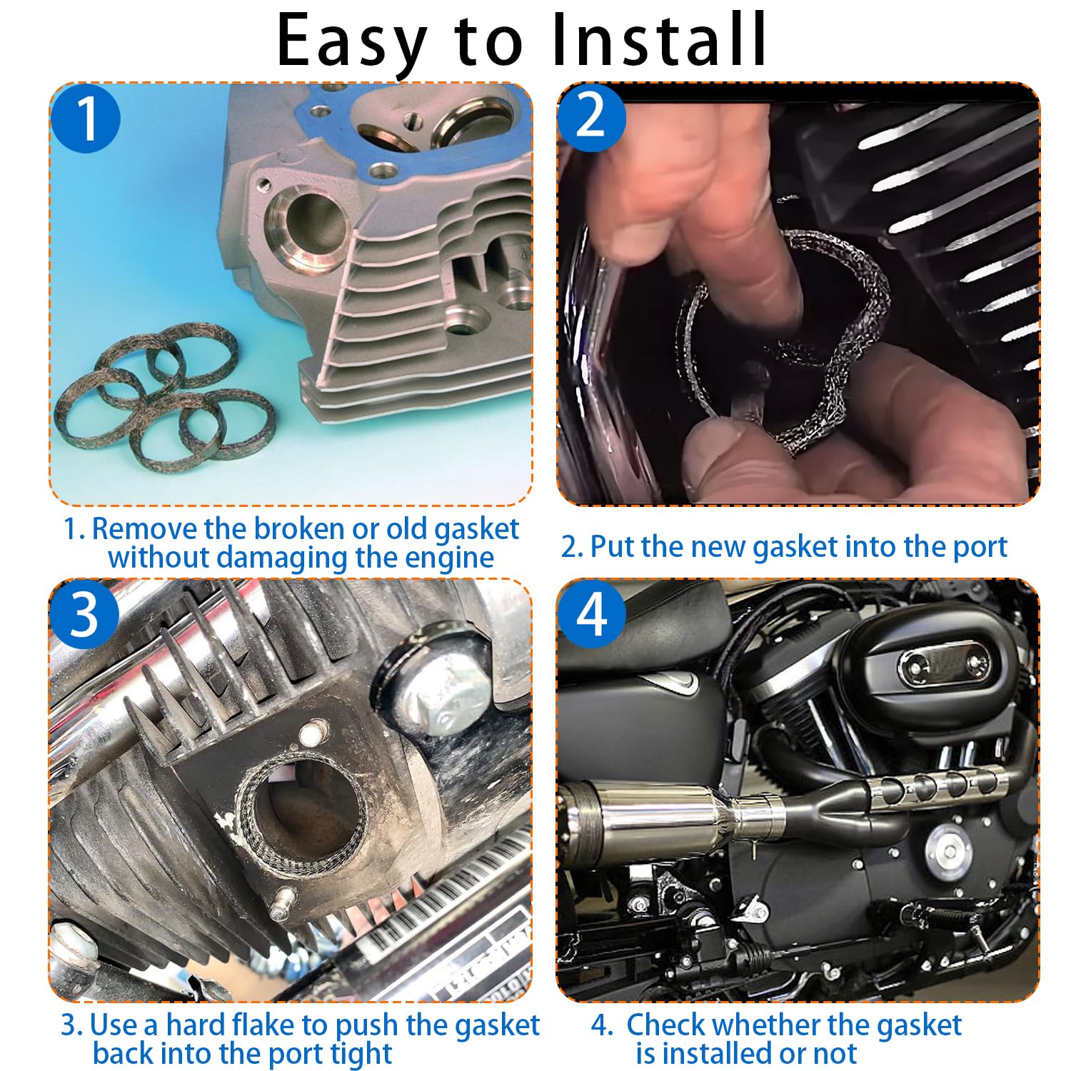 Biglknm 2Pcs Tapered Gaskets & 1Pcs Red Gaskets Seal Installer Tool For 1984-2023 Big Twin Touring Sportster Softail Dyna