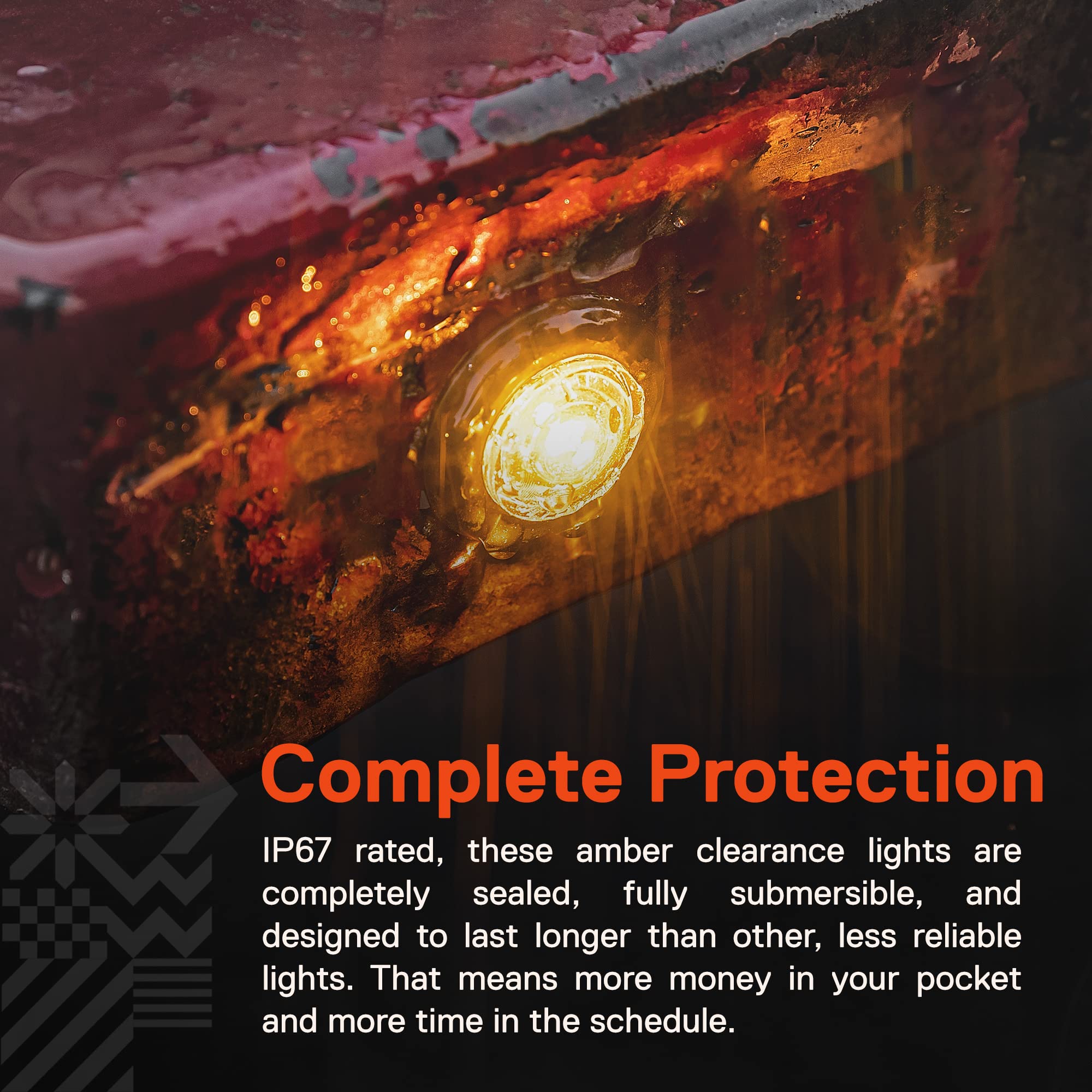 True Mods 3/4'' Inch Round Amber Trailer 12V Led Marker Light [Dot Fmvss 108] [Sae P2Pc] [Semi-Spherical Output] [Ip67 Waterproo