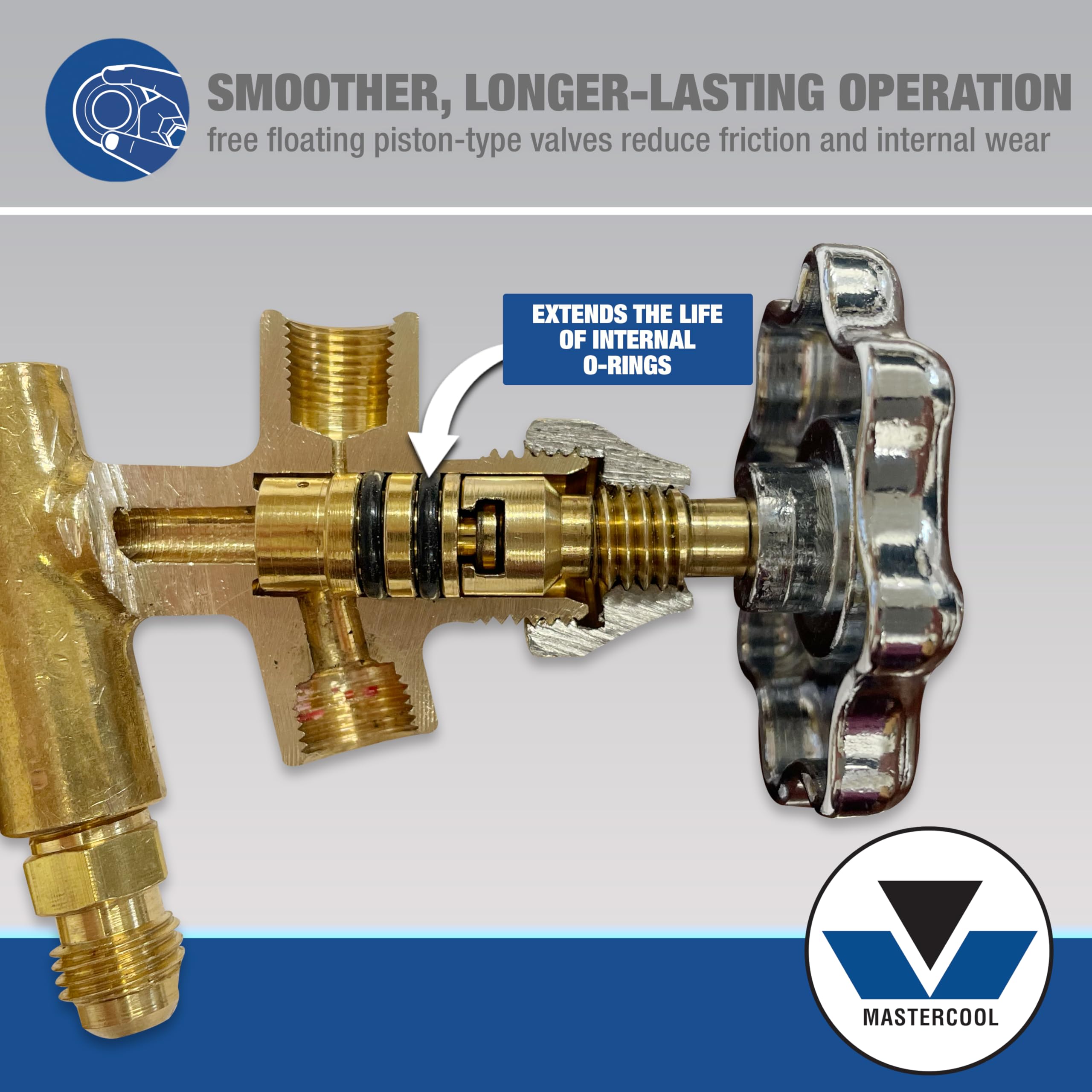 Mastercool 59136 2-Way Heavy Duty Brass Manifold Gauge Set With 3 1/8'' Silicone-Dampened Gauges And 1/4'' Sae Fittings For R410