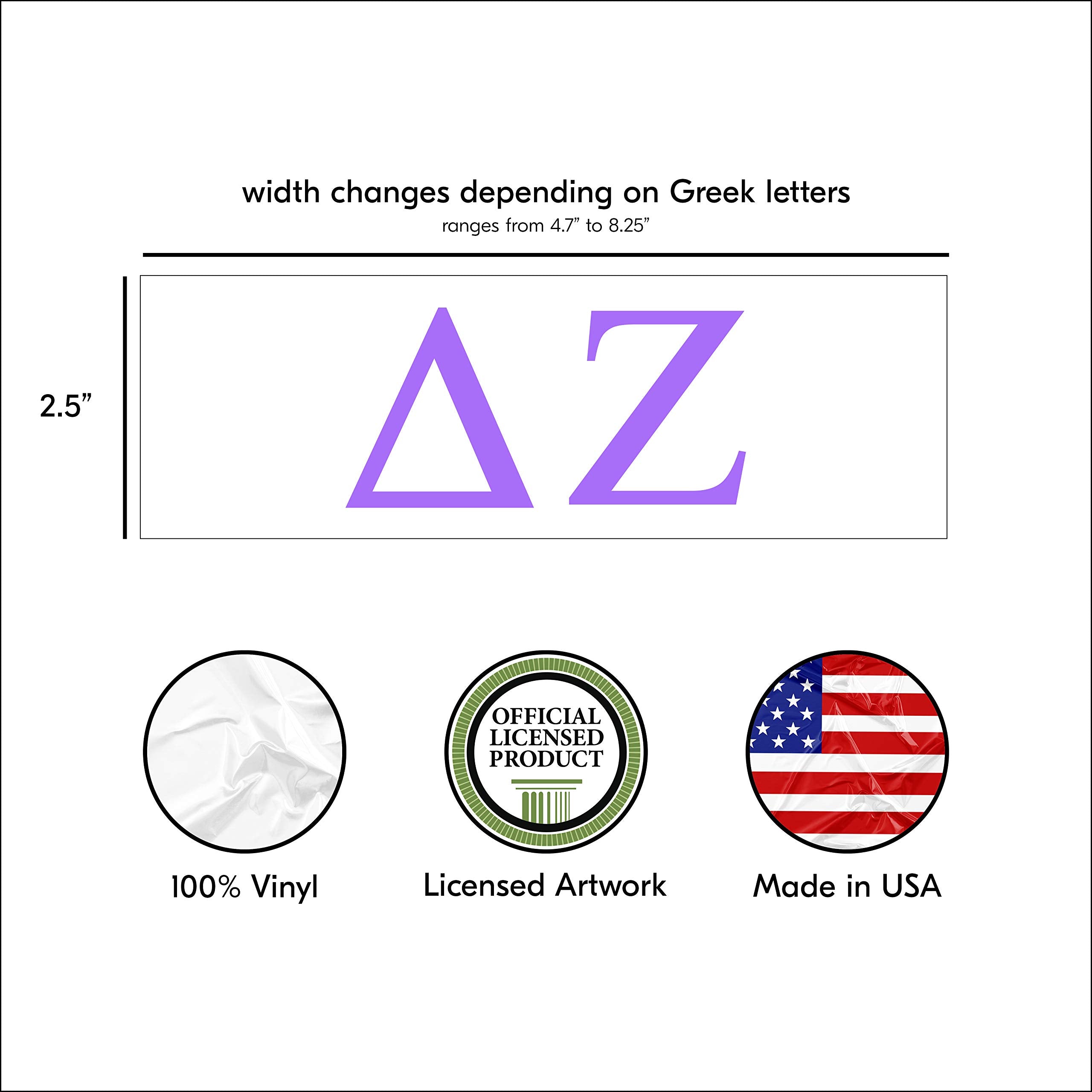 Pro-Graphx Delta Zeta Greek Sorority Sticker Decal, 2.5 Inches Tall, Lilac