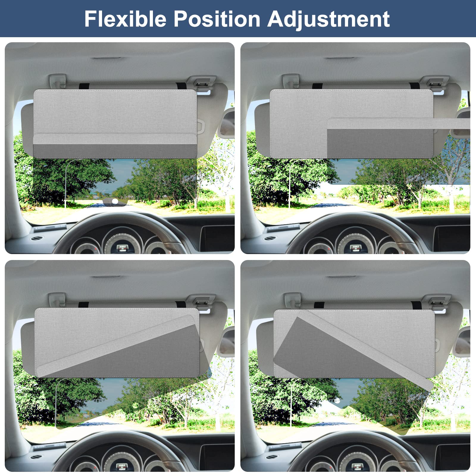 NAZZO Polarized Car Sun Visor Extension - Magnetic Anti-Glare Sunshade, Polycarbonate, Grey, Model: Sun Visor Extender