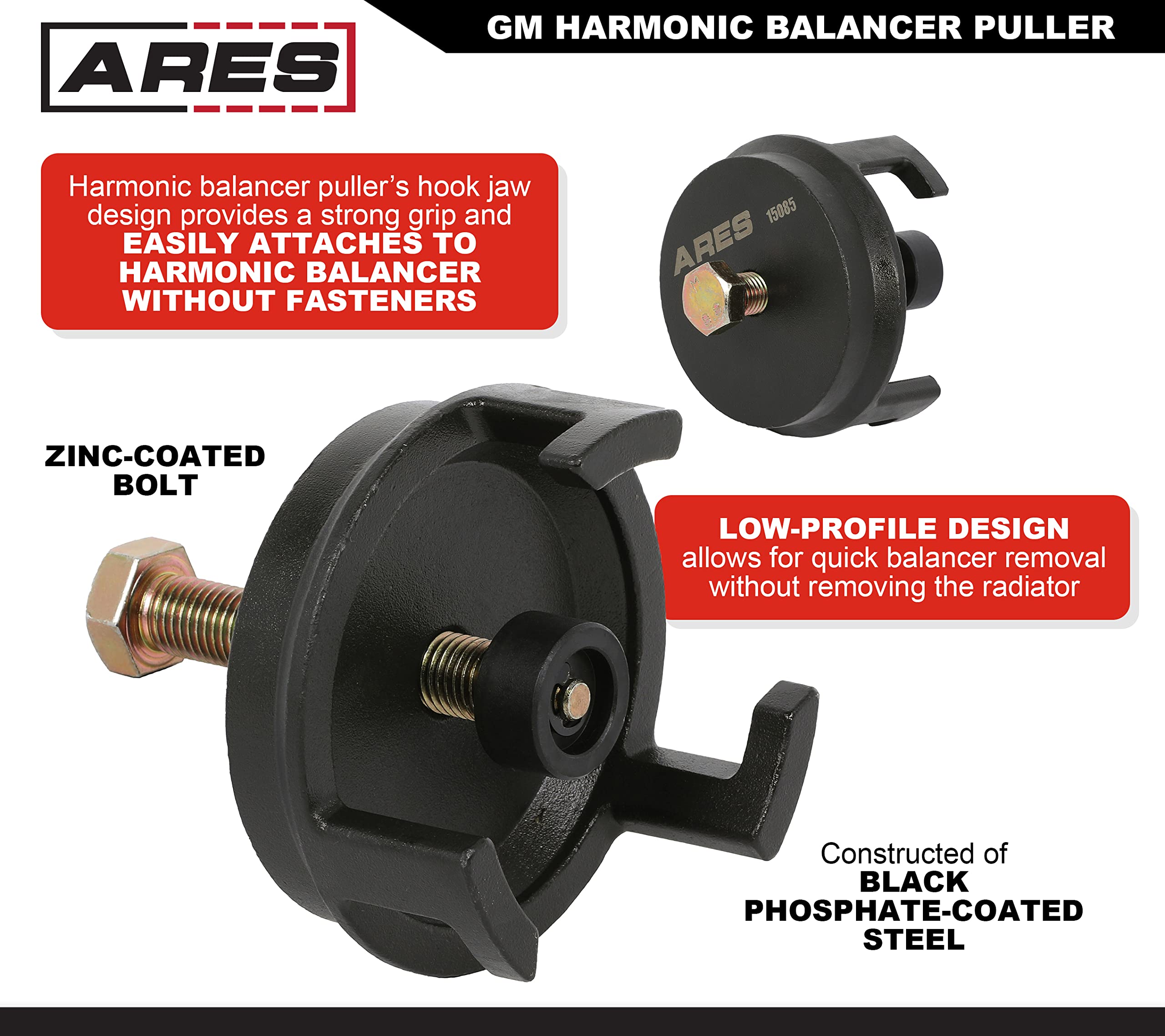 Ares 15085 - Harmonic Balancer Puller For Gm - Low Profile Harmonic Balancer Puller Allows For Easy Access And Service - Compati