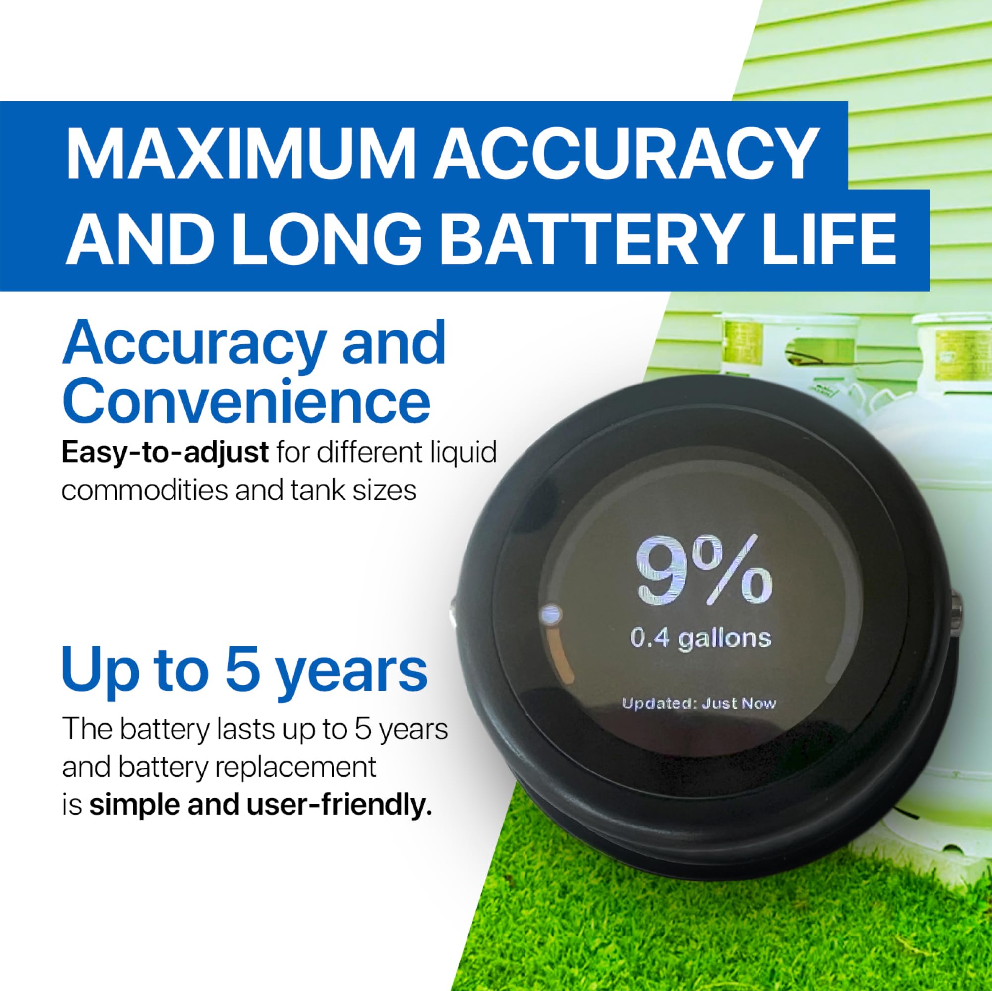 Mopeka Lcd Display Gauge - Magnetically Mounts To Your Rv Control Panel, Dash, Propane Tank, Or Bbq Grill - Wireless Remote Indi
