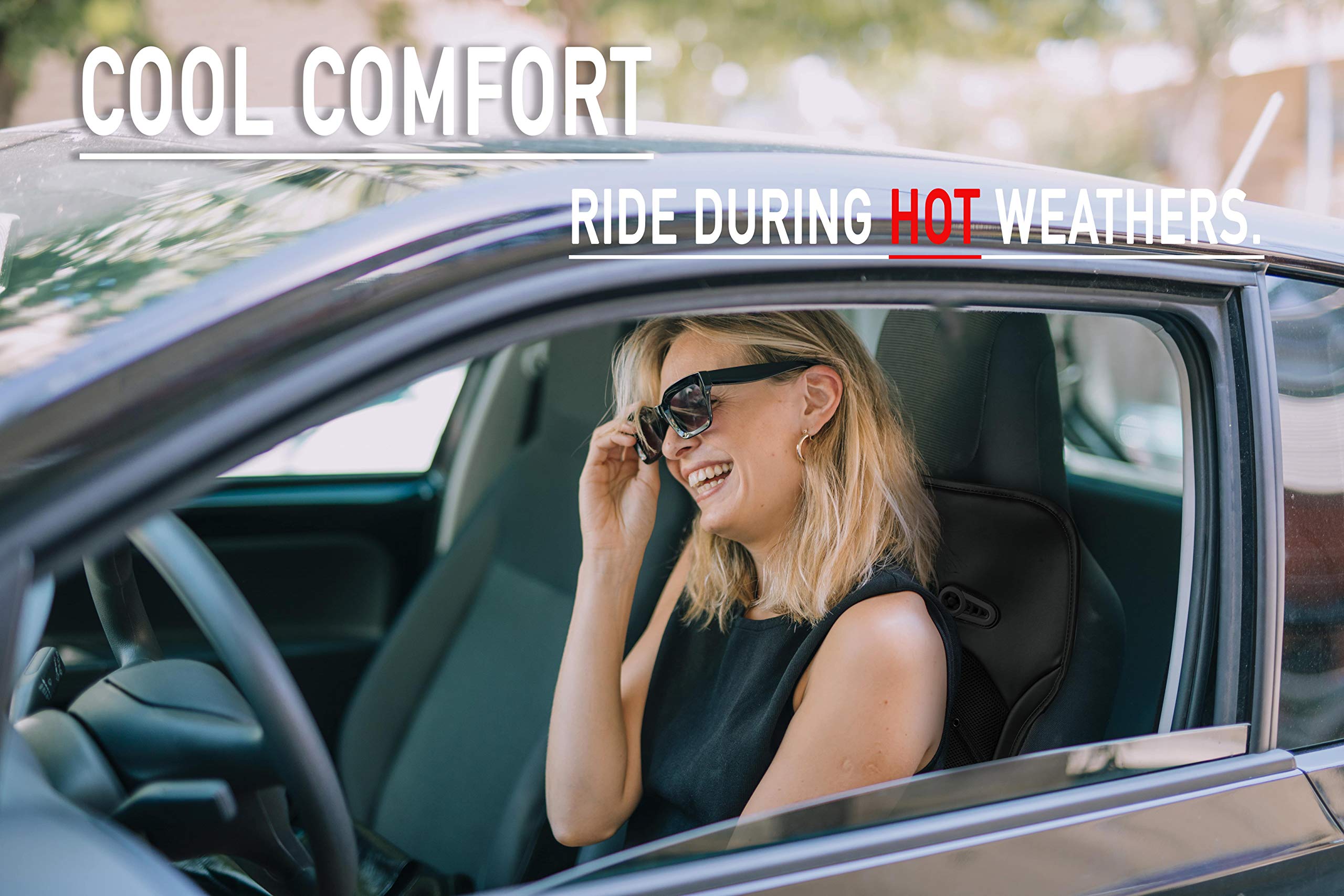 Cooling Car Seat Cushion Cover - 12V Air Ventilated Cooling Seat Cover for Car, Ventilate Breathable Home and Office, Back Comfort, Air Flow Perfect for Hot Weather