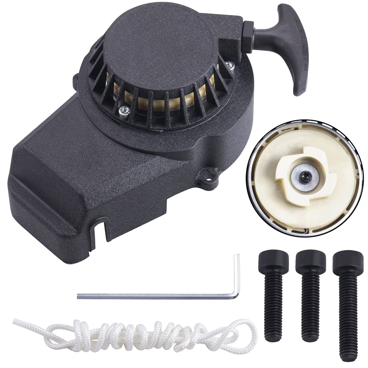 Cncmotok Pull Start Recoil Starter Alloy With Screws Drawstring Wrench Compatible With 2 Stroke 47Cc 49Cc Pocket Coolster Ssr Sx50 Mini Dirt Bike Moto Quad Atv