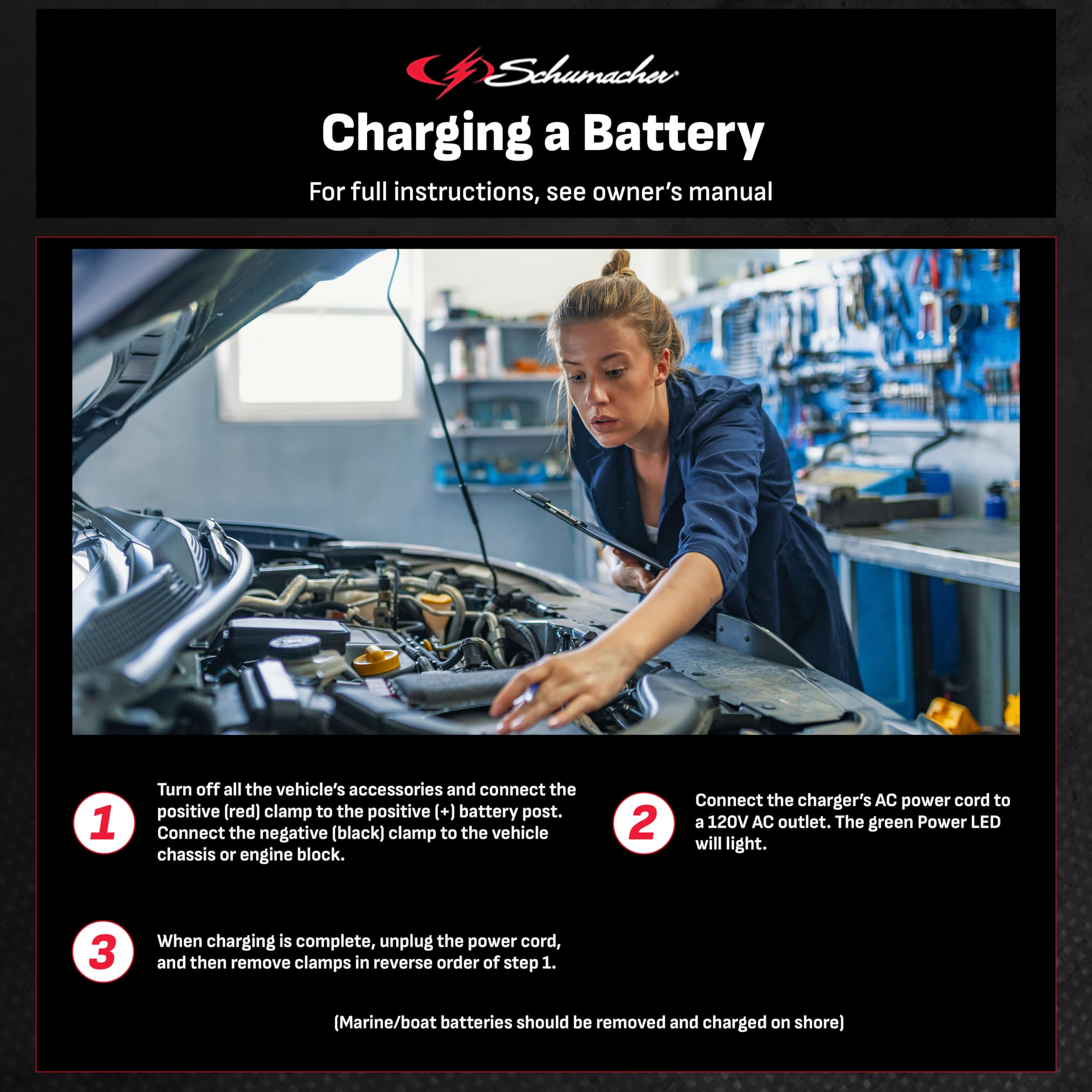 Schumacher Electric Sc1410 6V/12V Two-Bank 2A Battery Charger/Maintainer , Black