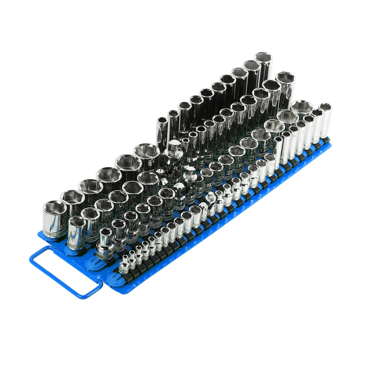 Ares 60039 - Blue 80-Piece Socket Organizer - 1/4-Inch, 3/8-Inch, And 1/2-Inch Drive Socket Rails Hold 80 Sockets And Keep Your 