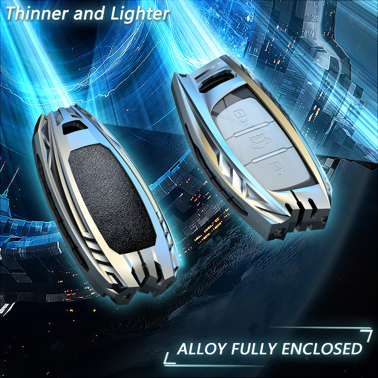 Ocezbiis For Hyundai Key Fob Cover,Keychain,Zinc Alloy Protection Car Key Shell Case Compatible With Hyundai Holder Smart Remote