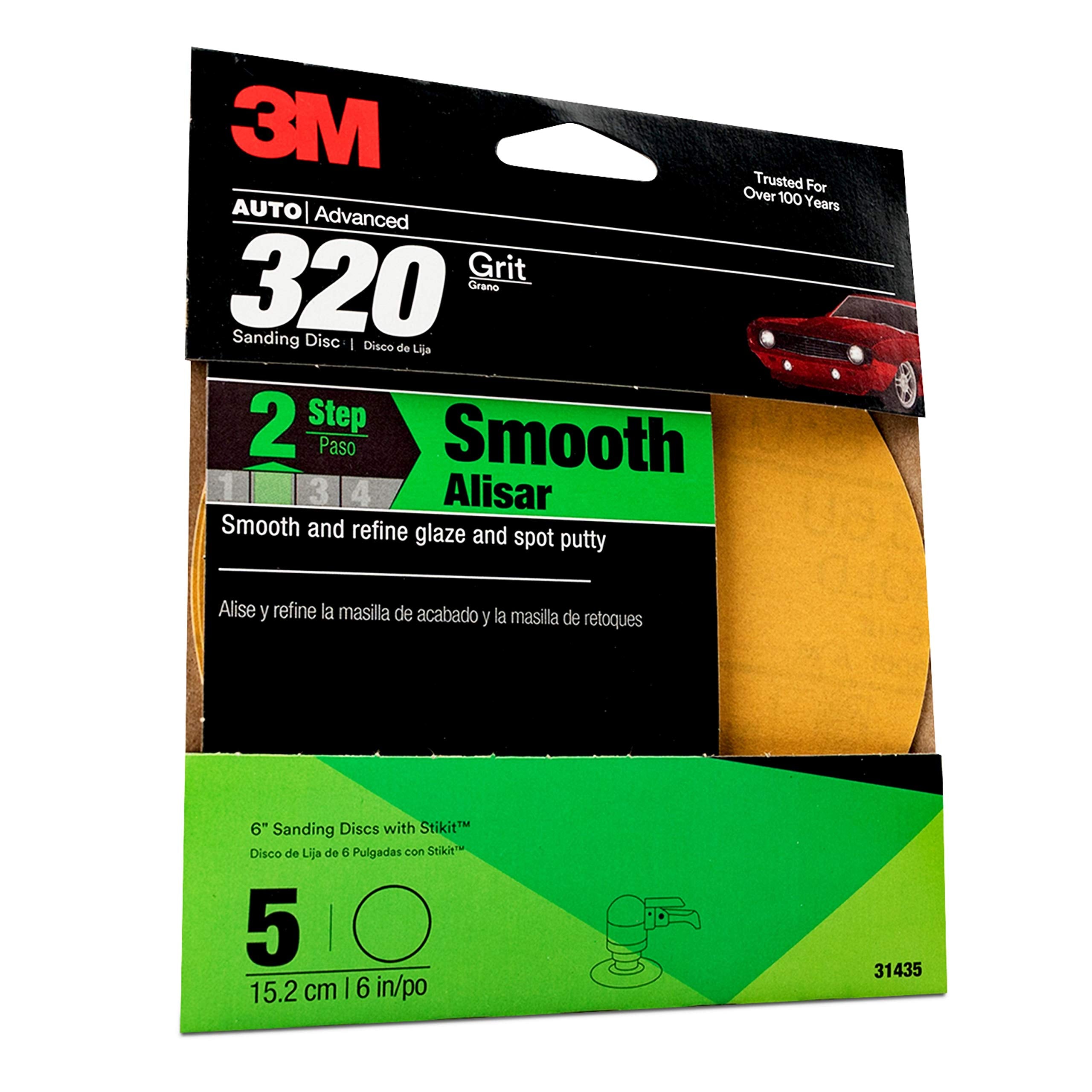 3M Sanding Disc With Stikit Attachment, 6 In, 320 Grit, 5 Disc/Pack