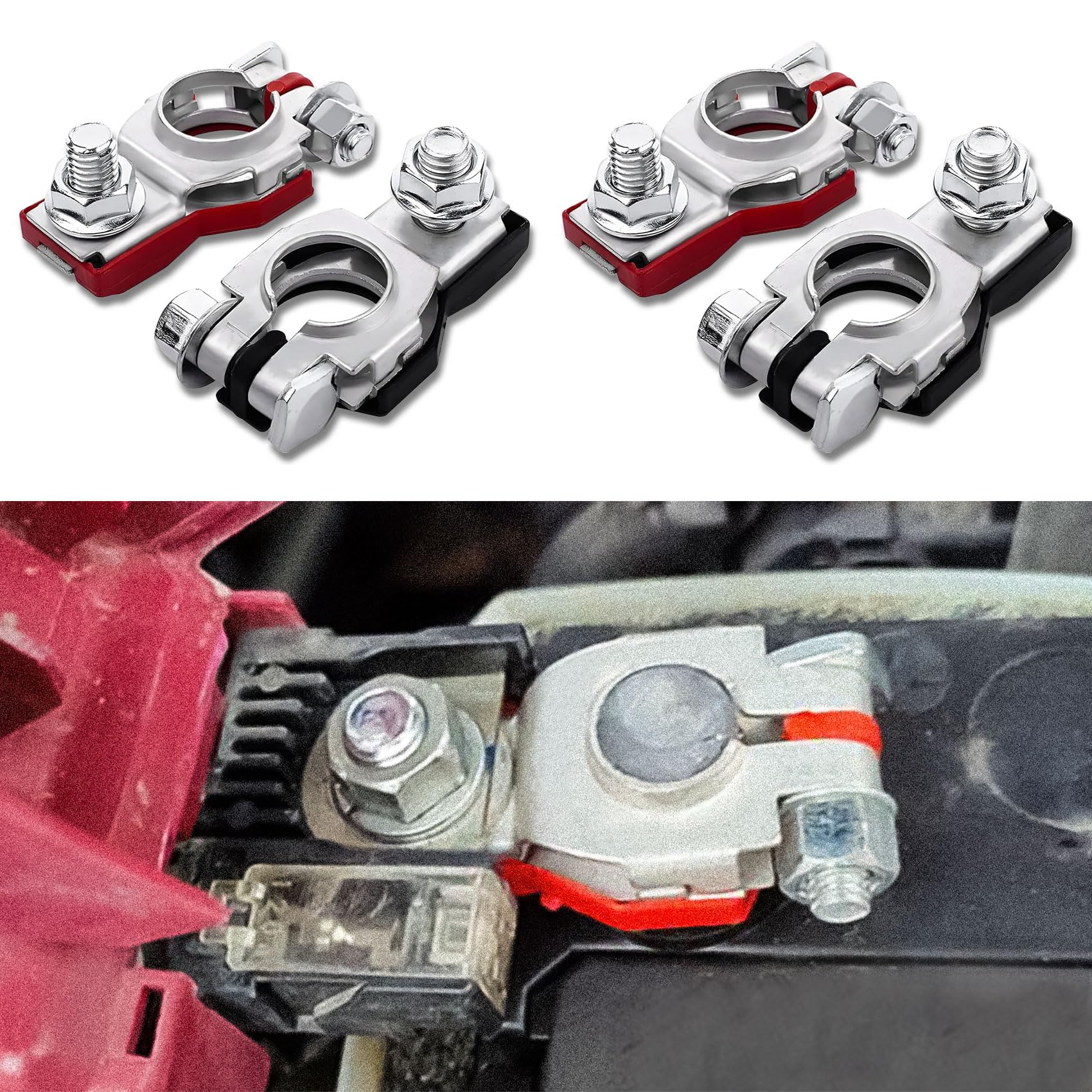 Hevle 4Pcs Battery Terminals For Nissan, 243407F000 243407F001 Battery Terminal Connector, Top Post Batteries Connectors With Pl