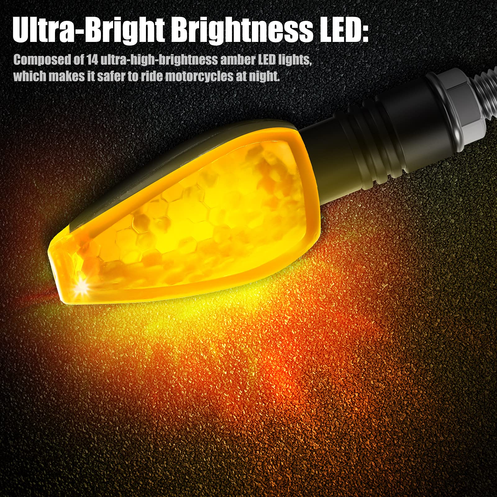 4 Pieces Motorcycle Signal Lights Indicators Flowing Turn Stop Signal Blinkers Front Rear Lights 14 Led 12V Motorbike Led Indica