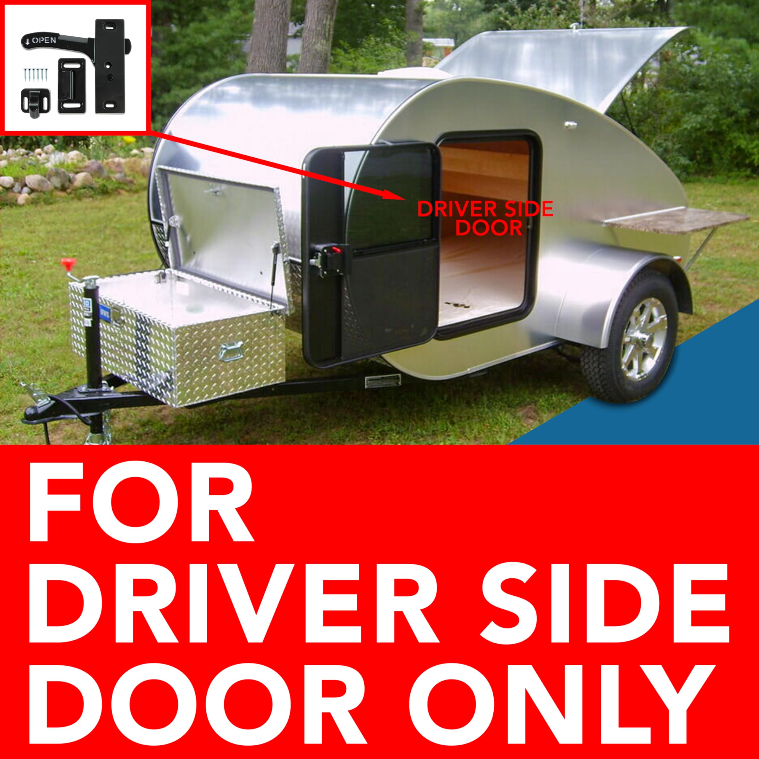 Leisure Coachworks RV- Screen Door Latch Left Hand Handle Kit for Driver Side Door - Camper Motorhome Travel Trailer