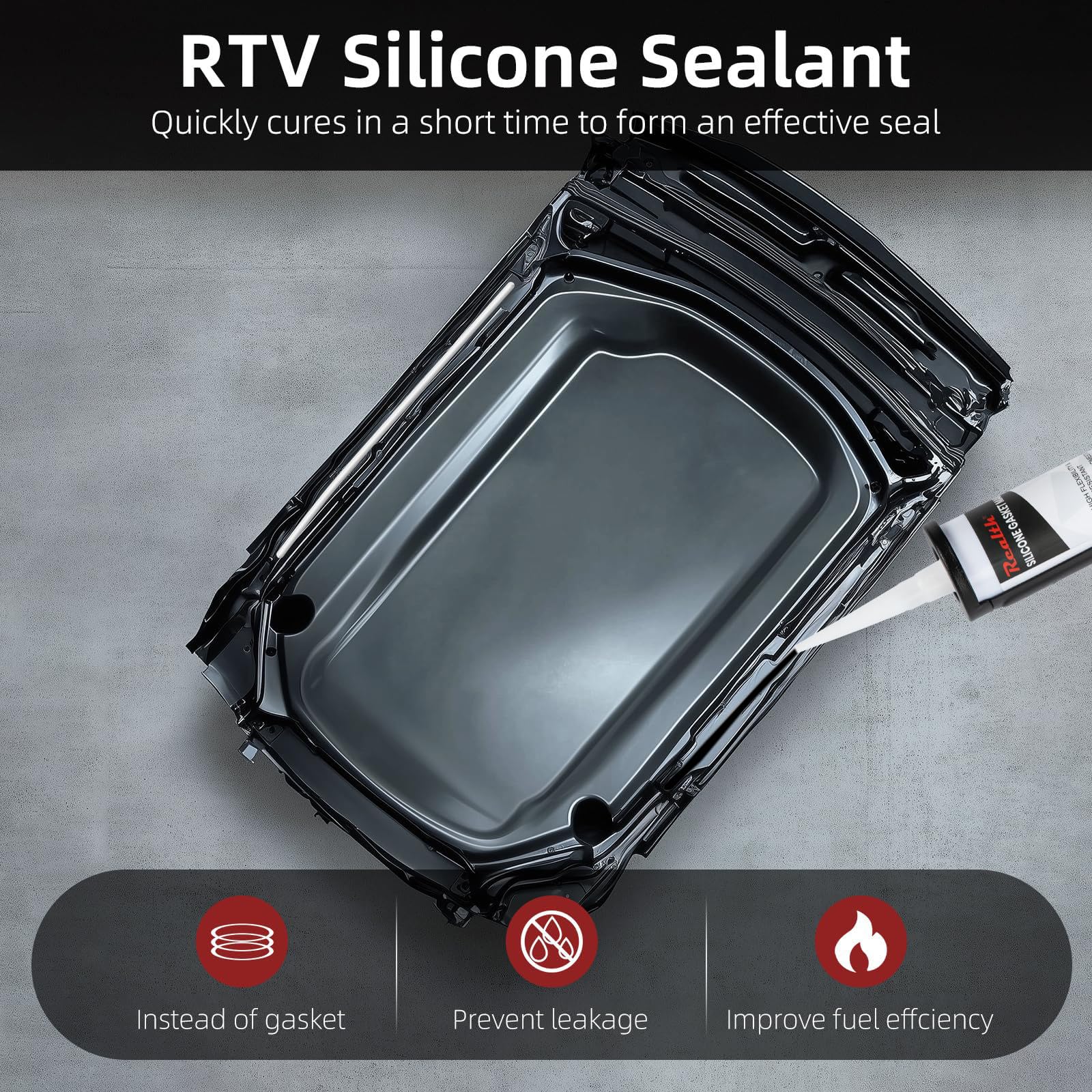 Rtv Silicone Gasket Maker Black, High Temperature Gasket Sealer (6  13 Oz.), Resistance Sealant High Strength Flange Sealing For