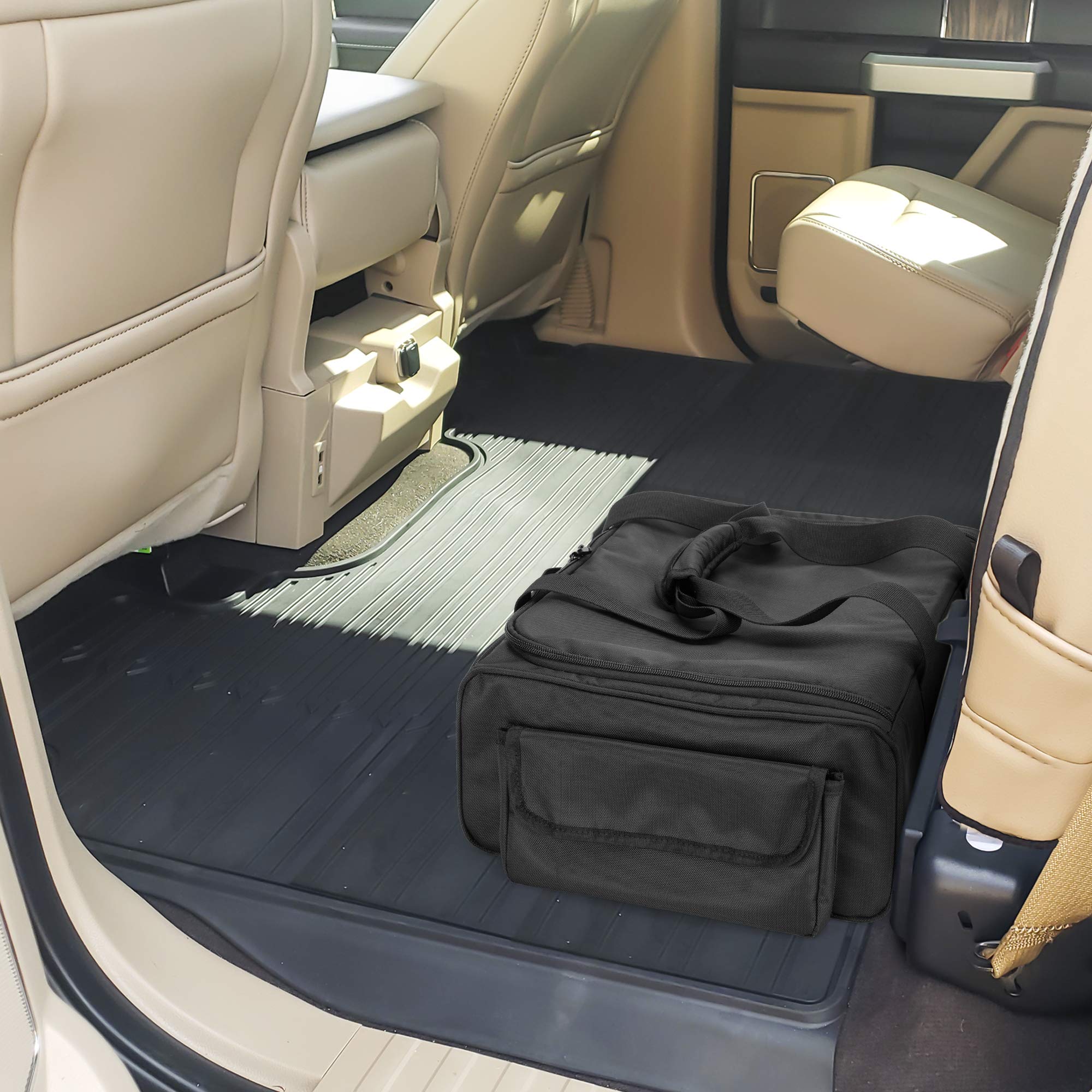 Samdew Underseat Storage Bag Fit For Supercrew Cab, Truck Under Seat Organizer With 1 Detachable Inner Divider & Anti-Slip Bottom Fit For Crew Cab(Full Size Trucks), Black