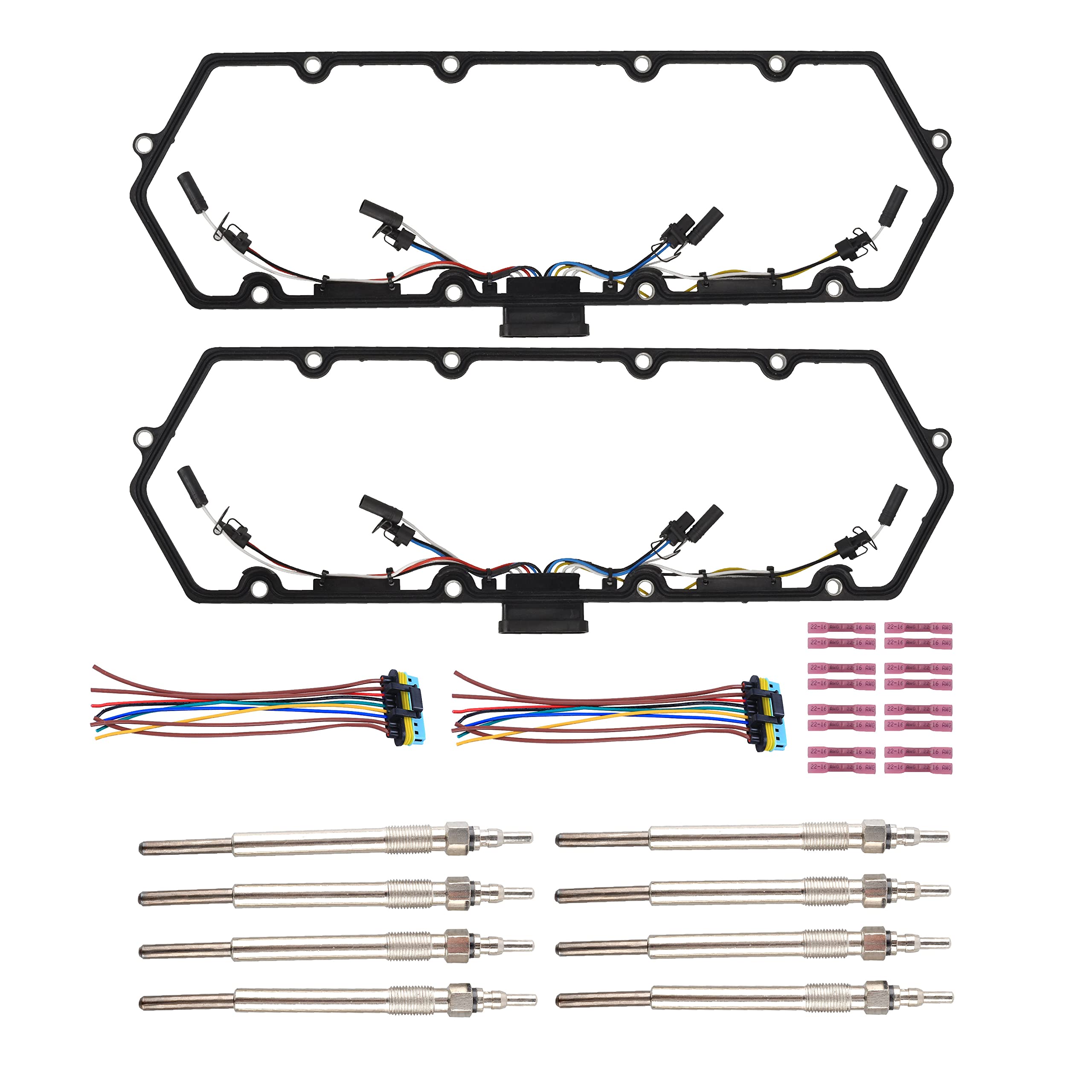 FGJQEFG Valve Cover Gaskets Harness with Glow Plugs Compatible with 98-03 Ford F250 E350 7.3L Powerstroke Diesel Replace F4TZ12A