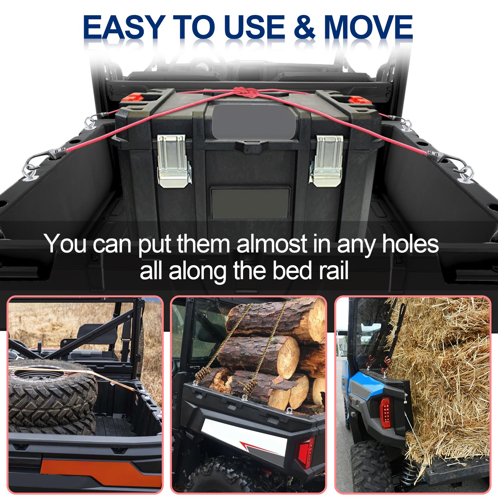 Starknightmt Ranger Tie Down Anchors,Utv Lock And Ride 2'' Bed Anchor Compatible With Polaris General Ranger 500 570 1000 Xp 900