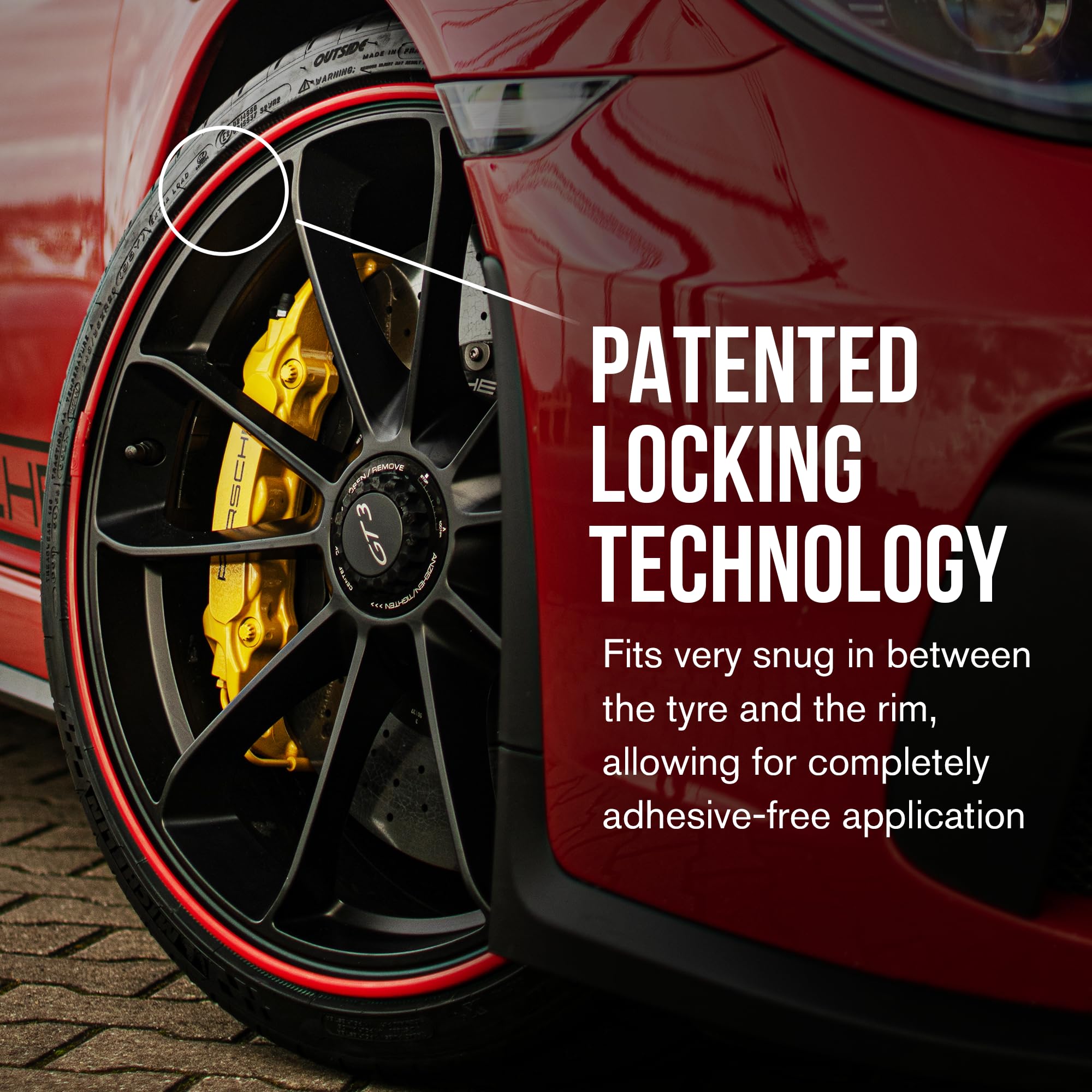 AlloyGator Dark Red Rim Protector for 12-24 Wheels - Pack of 4 Premium Adhesive-Free Curb Rash Protectors