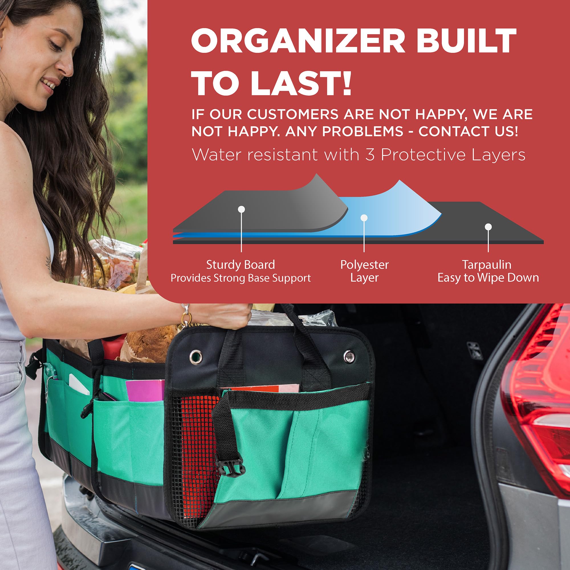 TRUNKCRATEPRO Teal Car Accessories Trunk Organizer Premium Multi Movable Compartments Collapsible car organizer, trunk organizer
