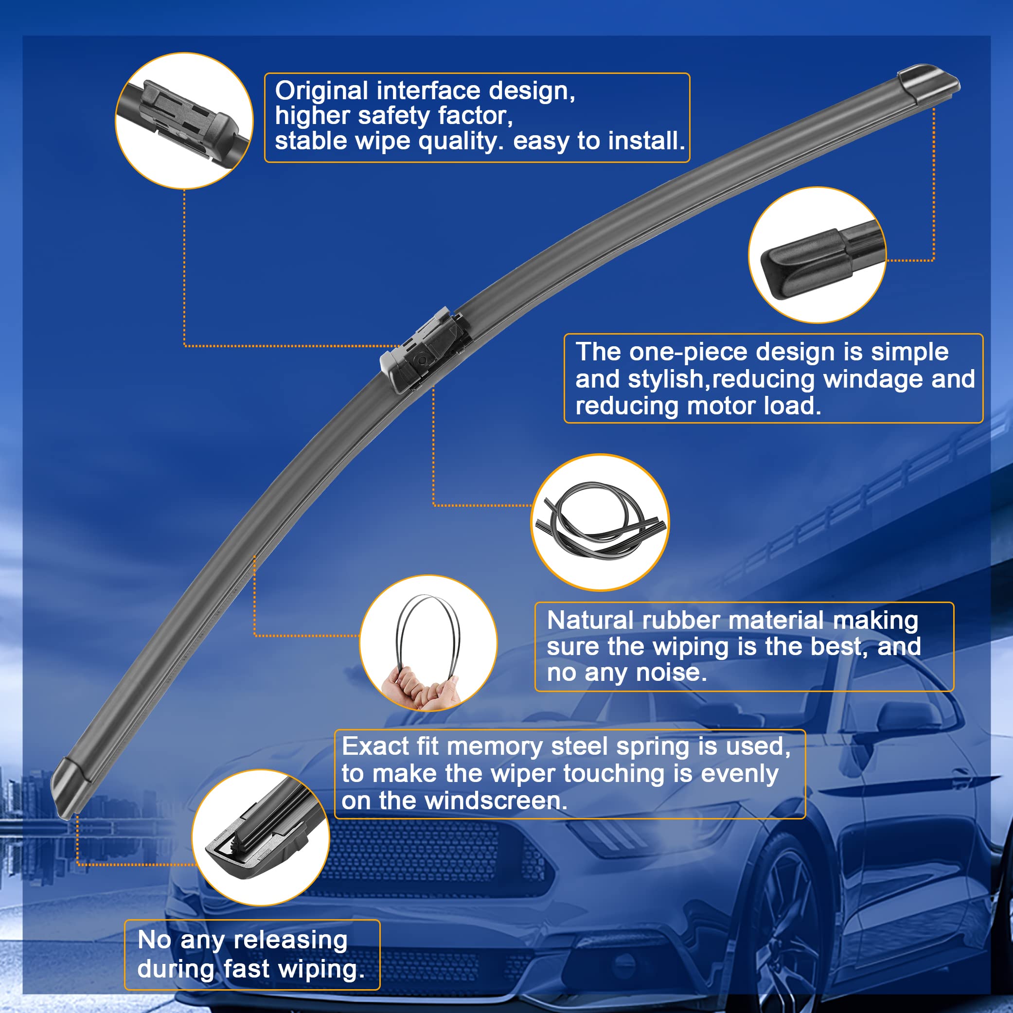 Raintok Windshield Wiper Blade Set Replacement For Lexus Rx350 2016 2017 2018 2019 2020 2021 Original Equipment Replacement Fron