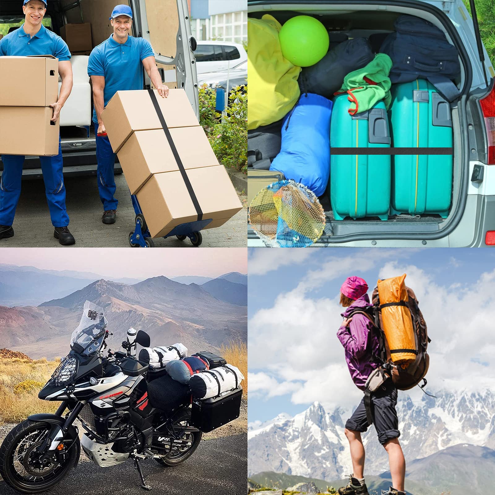 Rio Direct 2Pcs Tie Down Straps, Heavy Duty Lashing Straps Adjustable Cam Buckle Tie-Down Straps For Motorcycle, Cargo, Trucks,Trailer,Luggage- 9.8' X 1 Black