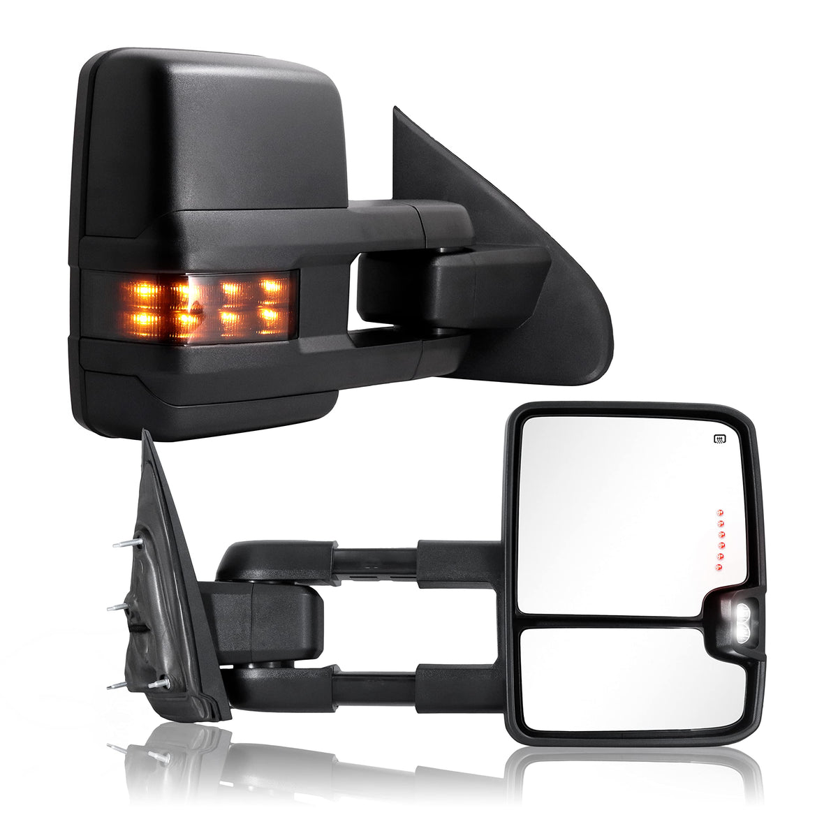 Towing Mirror For Silverado Sierra -Compatible With 2014-2018 Chevy Silverado Gmc Sierra With Power Operated Heated Glass Turn S