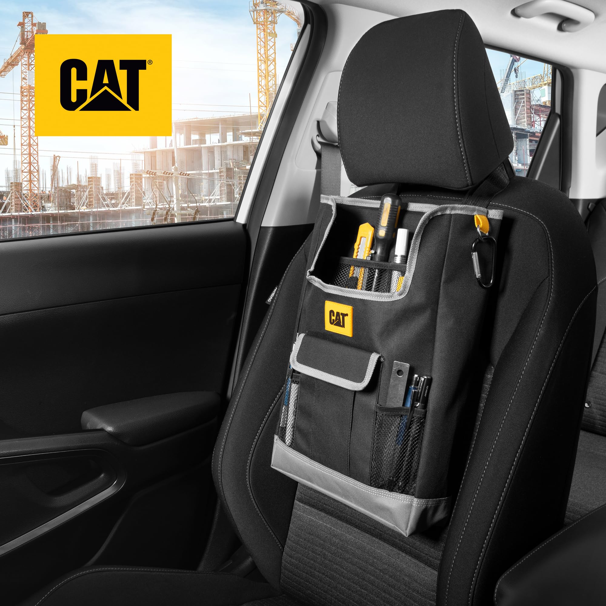 Cat Car Seat Organizer for Cars Trucks SUVs, Removable Portable On-The-Go, Securely Attaches to Front or Rear Seats, Adjustable