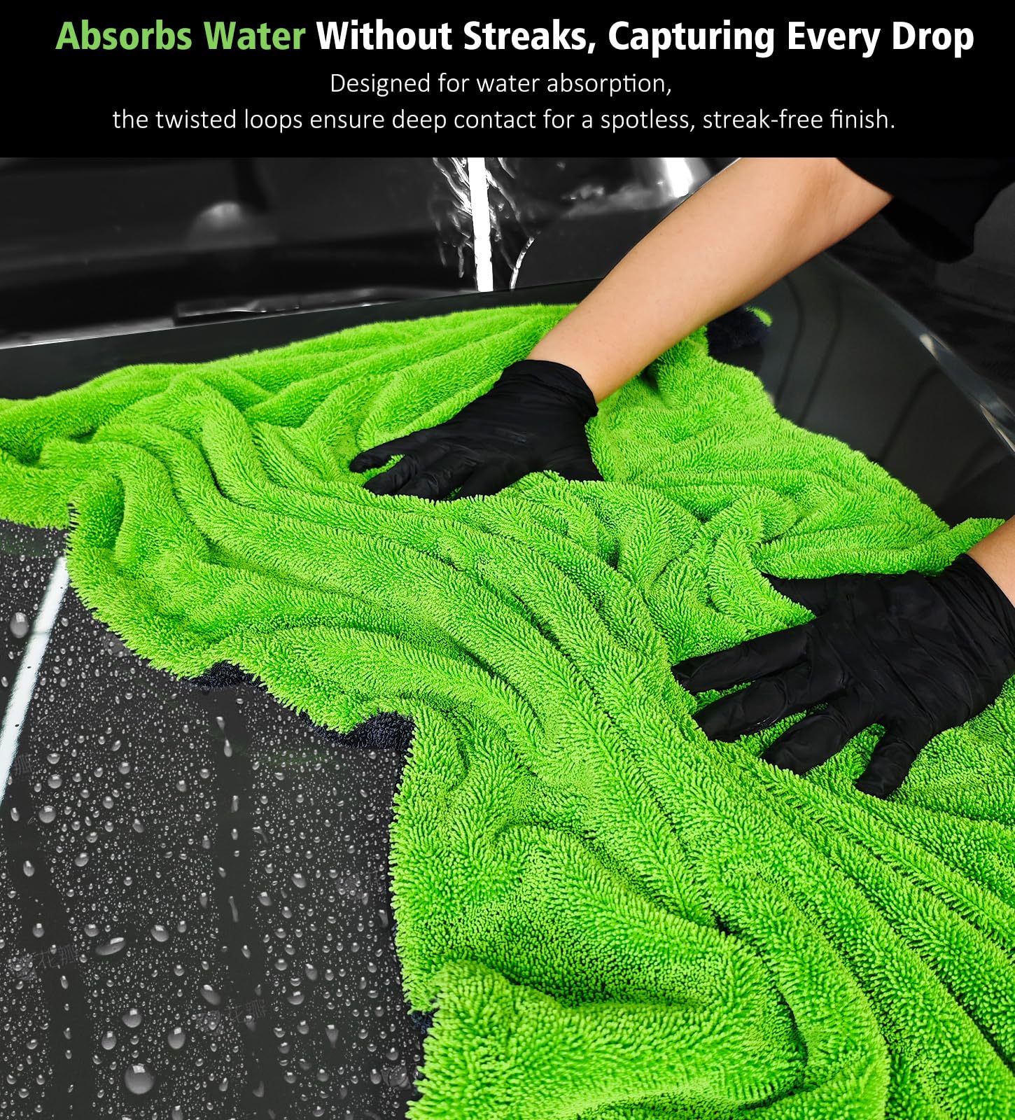 YeewayVeh 28'' x 36'' Car Drying Towel Extra Large, 1400 GSM Double Sided High Absorbent Car Wash Drying Towels, No Scratches or