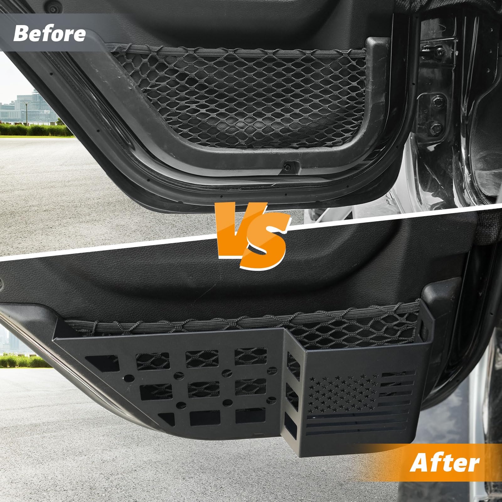 Maiker Metal Rear Door Storage Box, Insert Organizer Box Pockets For Replace Sagging Nets Compatible With 2018-2024 Jeep Wrangle