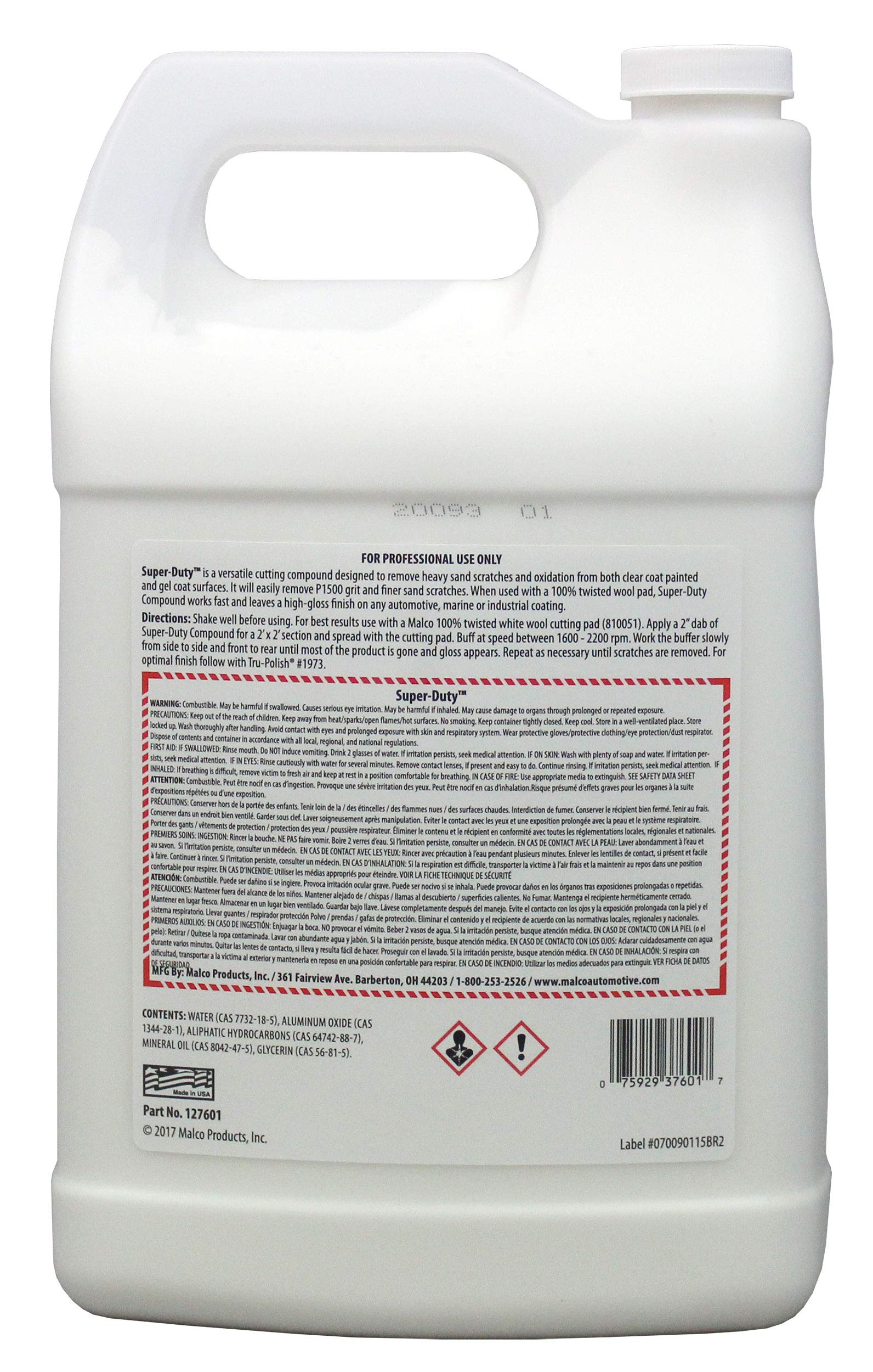 Malco Super Duty Heavy Cut Compound - Professional Cutting, Polishing And Finishing Compound/For Auto Paint Correction, Detailing And Buffing / 1 Gallon (127601)