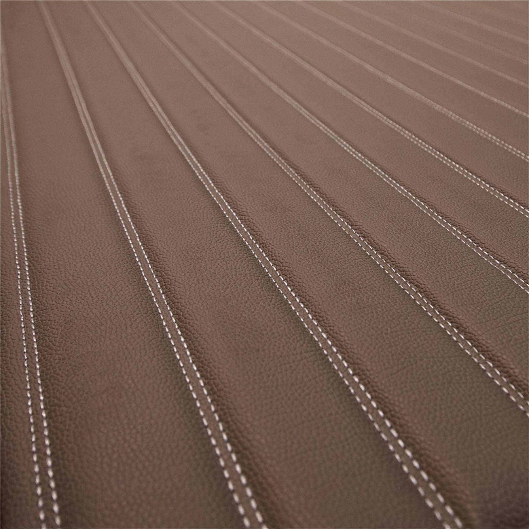 Fh Group F16500 Deluxe Heavy-Duty Faux Leather Flat Stripe Multi-Purpose Cargo Liner 46'' (Brown) With Gift - Universal Fit For