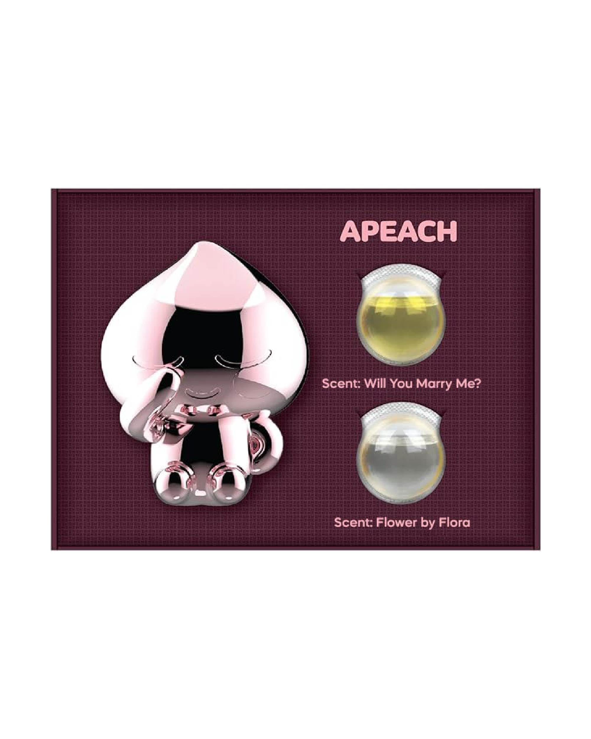 Aura Car Air Freshener Vent Clip, Rose Gold Apeach (2 Scents, 0.07Fl Oz*2) - Long-Lasting Odor-Fighting Scent. Kakao Friends Fig