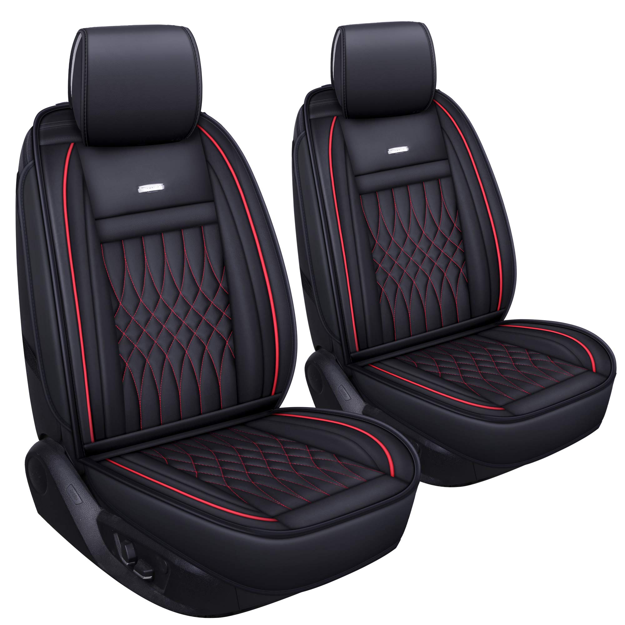 Luckyman Club 2 Pc Auto Car Seat Covers Fit Most Sedan Suv Truck Fit For Sportage Niro Optima Forte Soul Rio Sentra Altima Maxima Xterra(Black &Red 2 Pcs