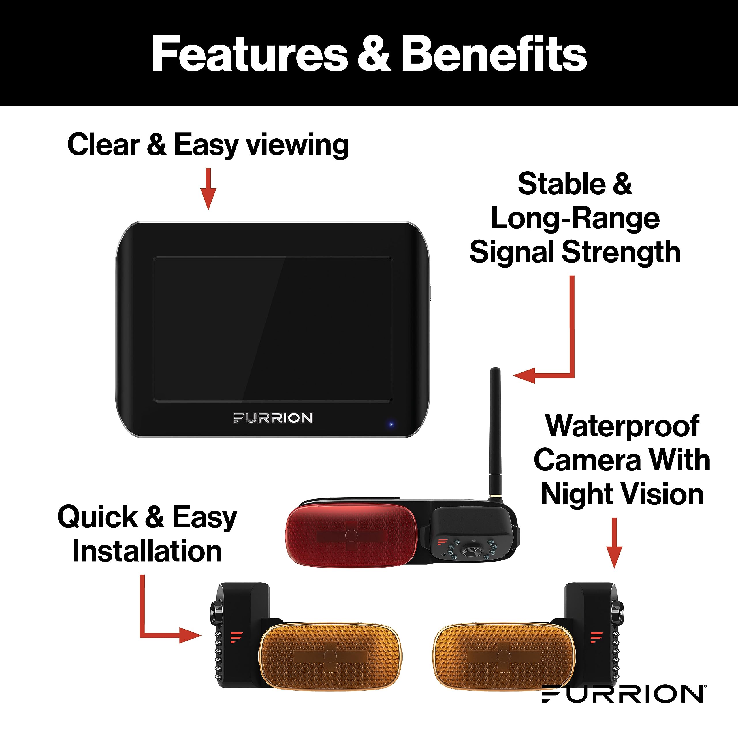 Furrion Vision S Wireless Rv Backup Camera System With 7-Inch Monitor, 3 Cameras: 1 Rear, 2 Side Cameras, Infrared Night Vision,
