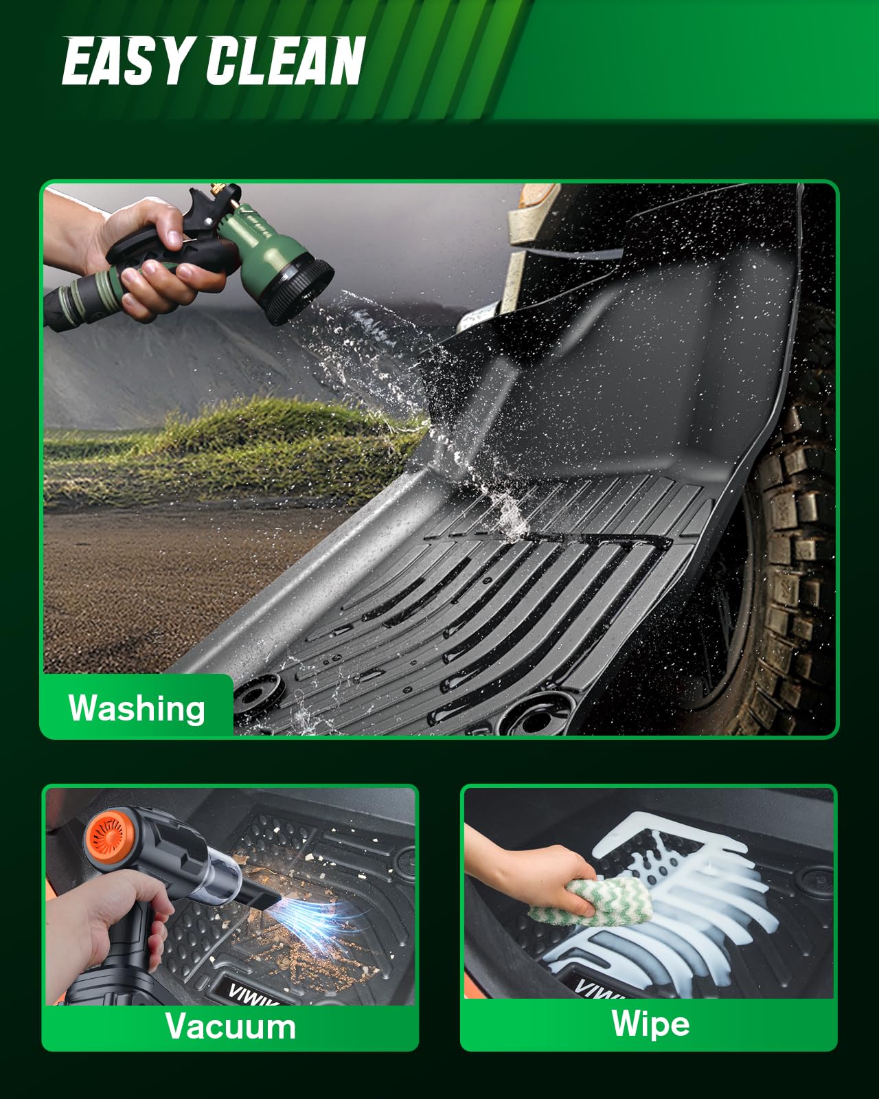 Viwik Floor Mats Compatible For Ford F150 2015-2024 Supercrew/Crew Cab For Ford F150 Car Mats All Weather Protection Custom Full