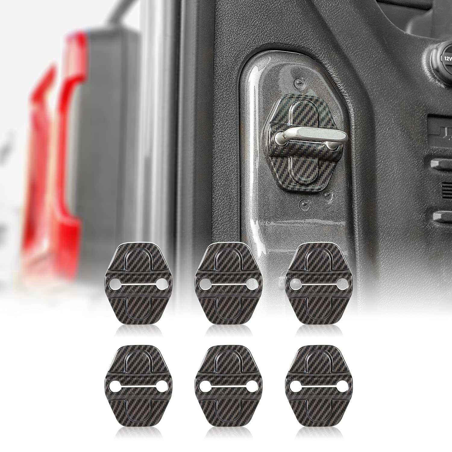 Voodonala For Jl Door Lock Cover Buckle Decor Trim For 2018-2021 Jeep Wrangler Jl Jlu, For Jeep Gladiator Jt 2020 2021, Abs Exte