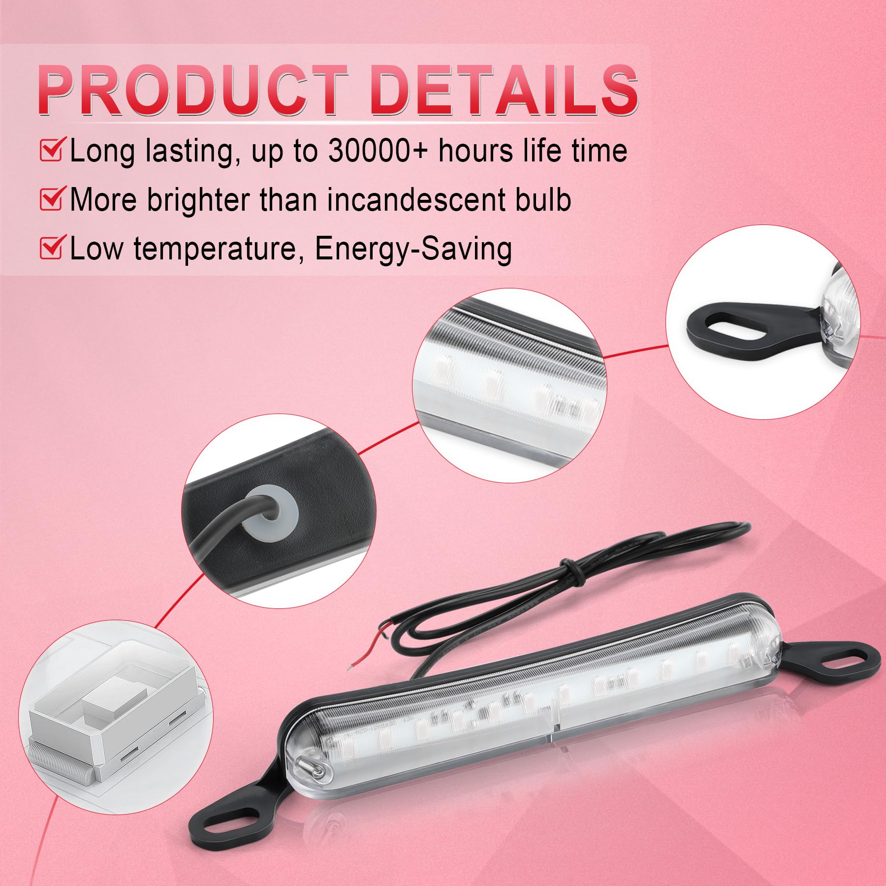 Livtee License Plate Light, Extremely Bright Led License Plate Lights Assembly For Trailer Utv Atv Truck Rv Boat, Red