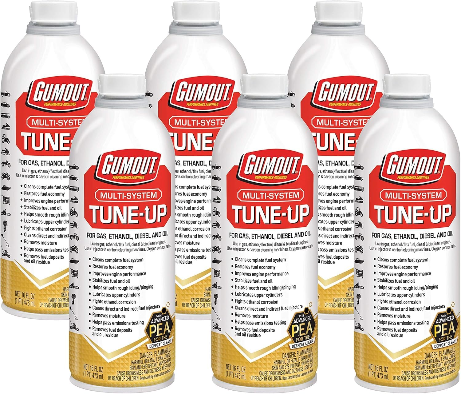 Gumout 510011 Multi-System Tune-Up, Fuel Stabilizer Injector Cleaner & Gas Treatment, 16 Oz, Full Fuel System Cleaner - Improves