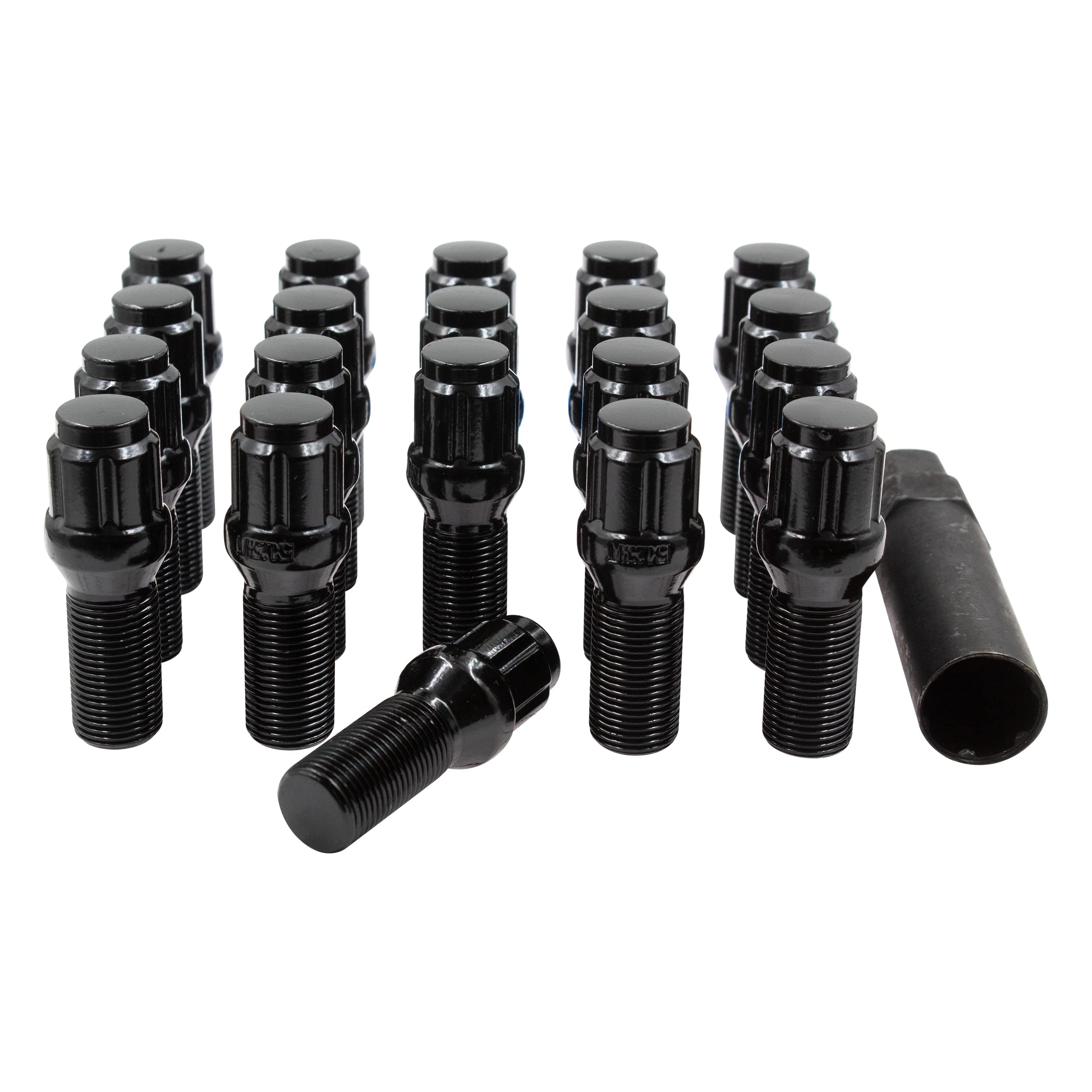Wheel Accessories Parts 20 Pcs 15Mm 1.25 Thread Acorn Seat Lug Bolt Car Spline 28Mm Thread Length Black Fits 2019+ Mercedes Gle Gls | 2021+ Maybach Gls 600