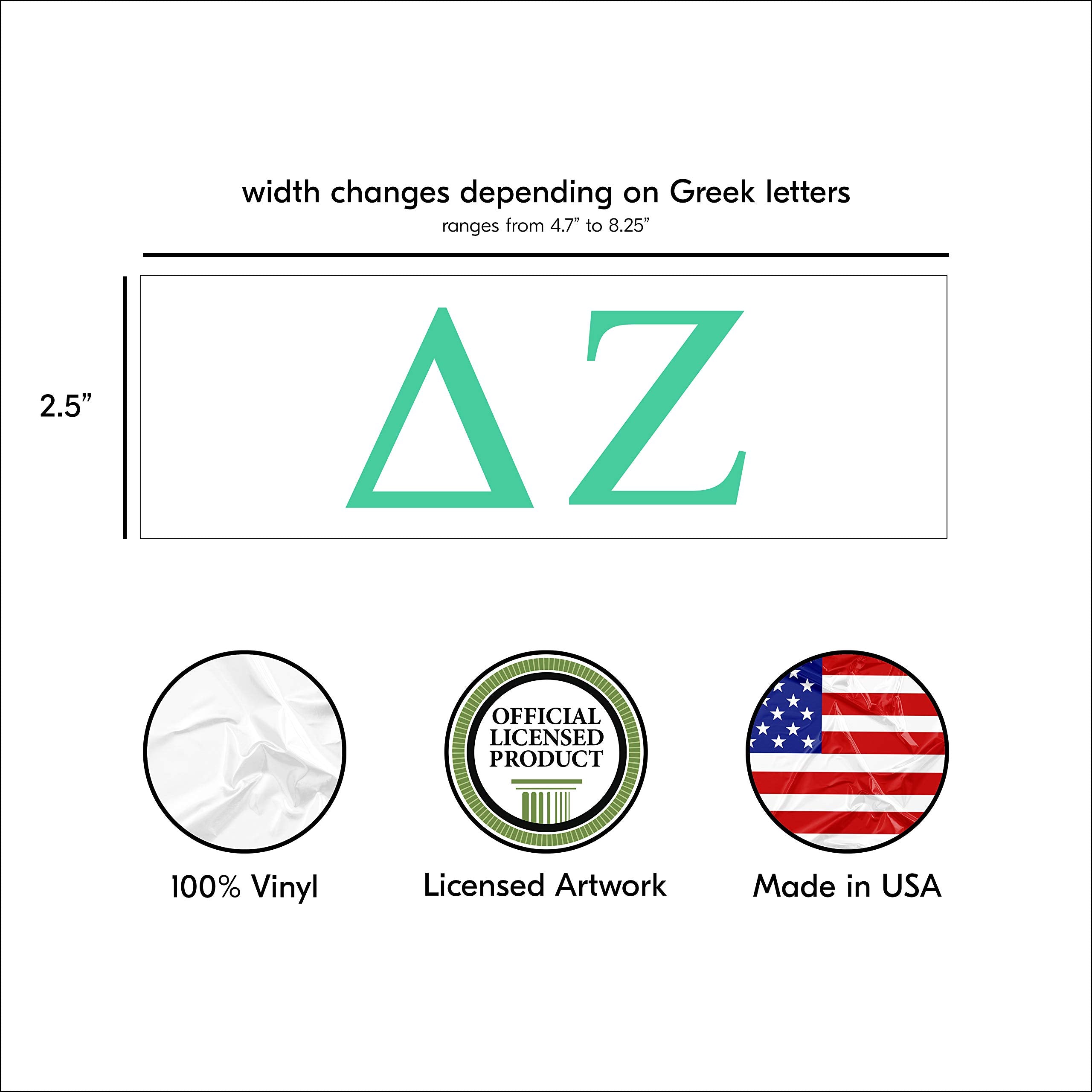 Pro-Graphx Delta Zeta Greek Sorority Sticker Decal, 2.5 Inches Tall, Mint