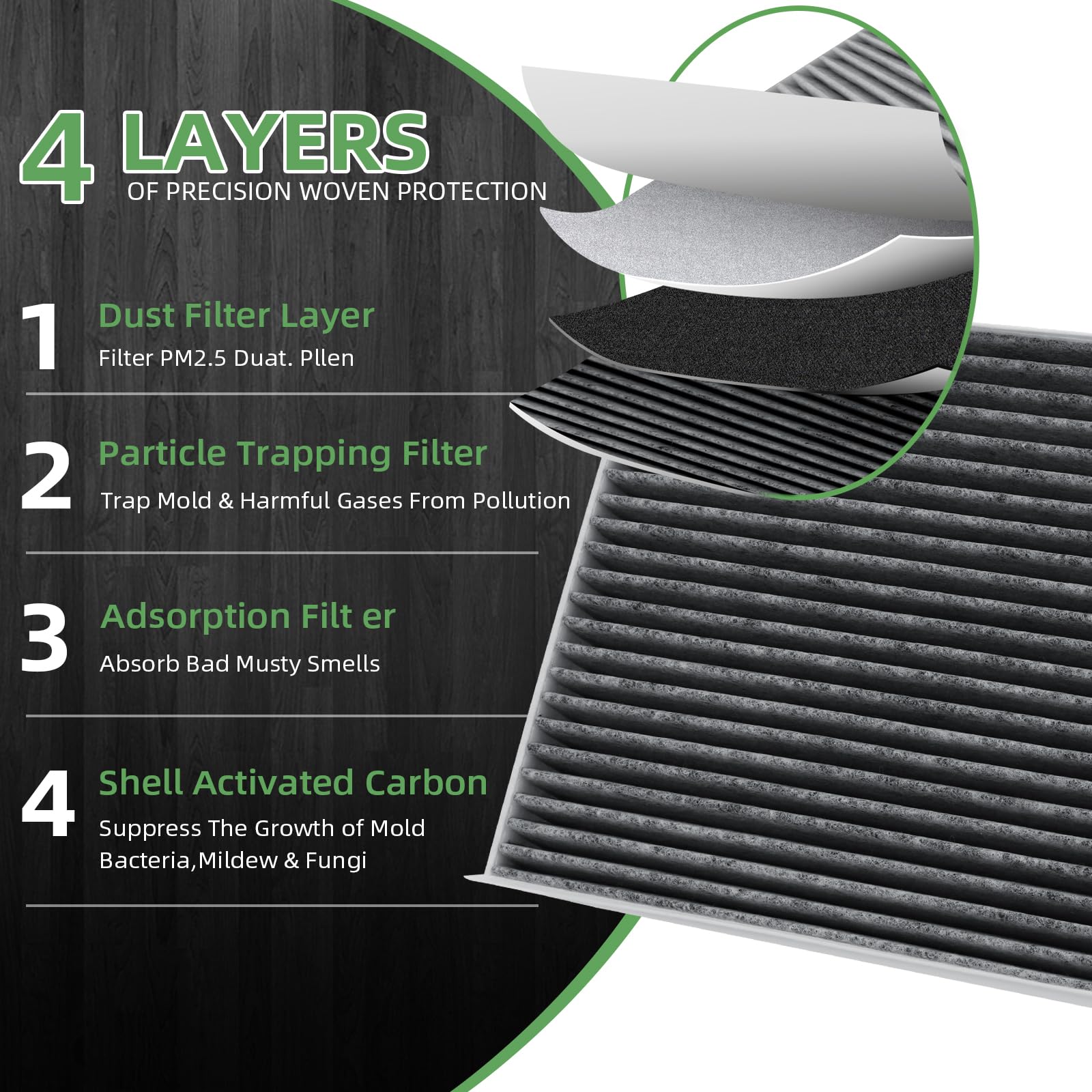 CF11671 Cabin Air Filter With Activated Carbon Compatible with RAM 1500 2500 3500 2016-2024, RAM 4500 5500 2016-2023, MAZDA CX-7