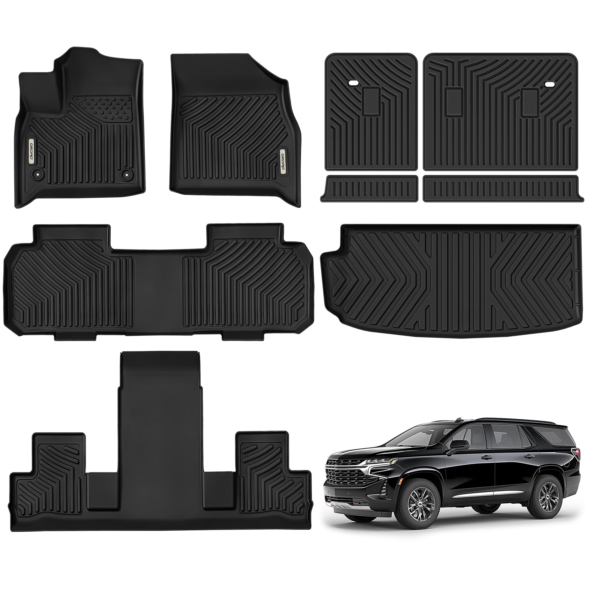 Oedro Floor Mats & Cargo Mat Fit For 2018-2024 2025 Chevy Traverse 7 Seats (2Nd Row Bucket Seat),Tpe All Weather Custom Fit 2024