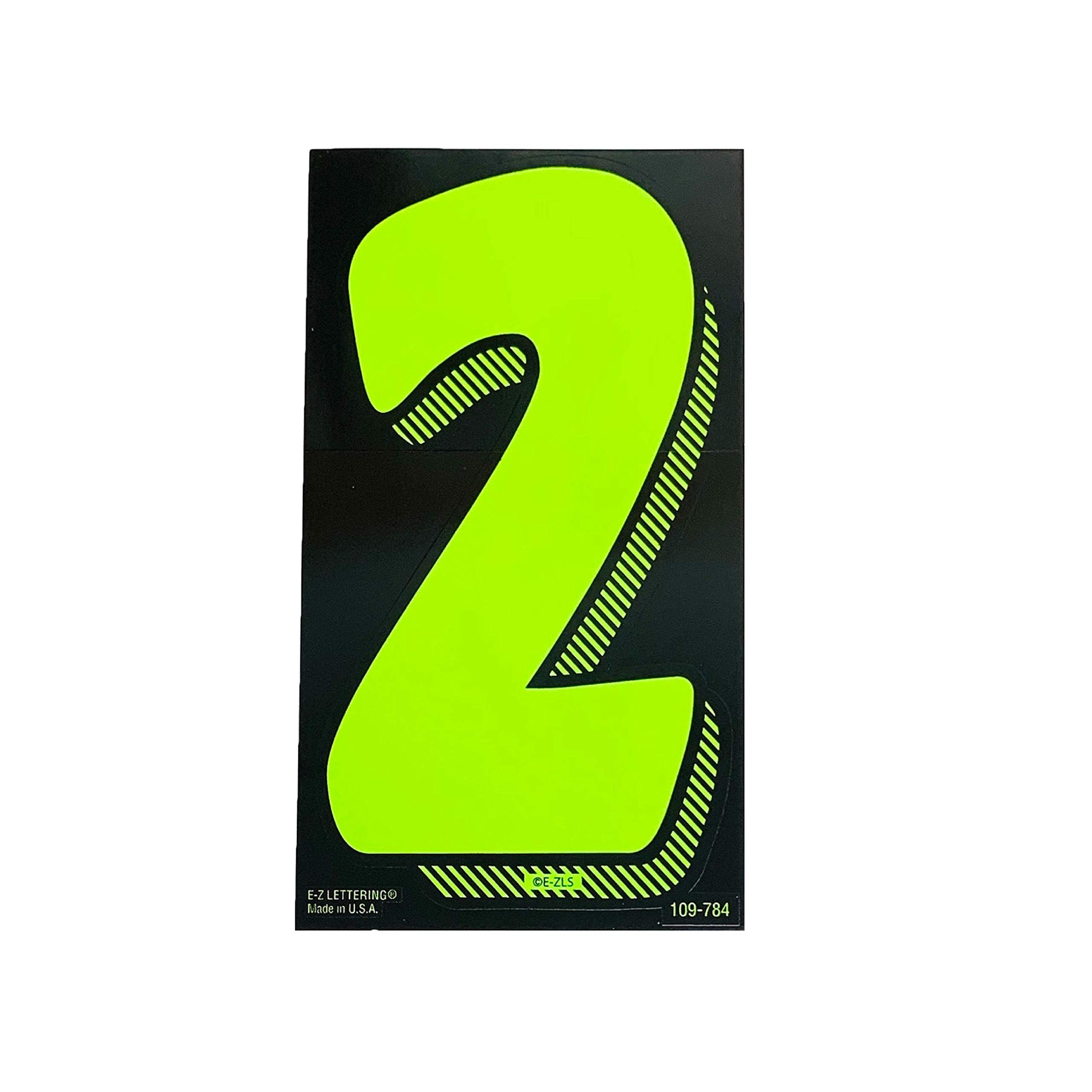 EZ Line Vinyl Decals for Cars Chartreuse Large Number Stickers Windshield Pricing Number (Number 2)