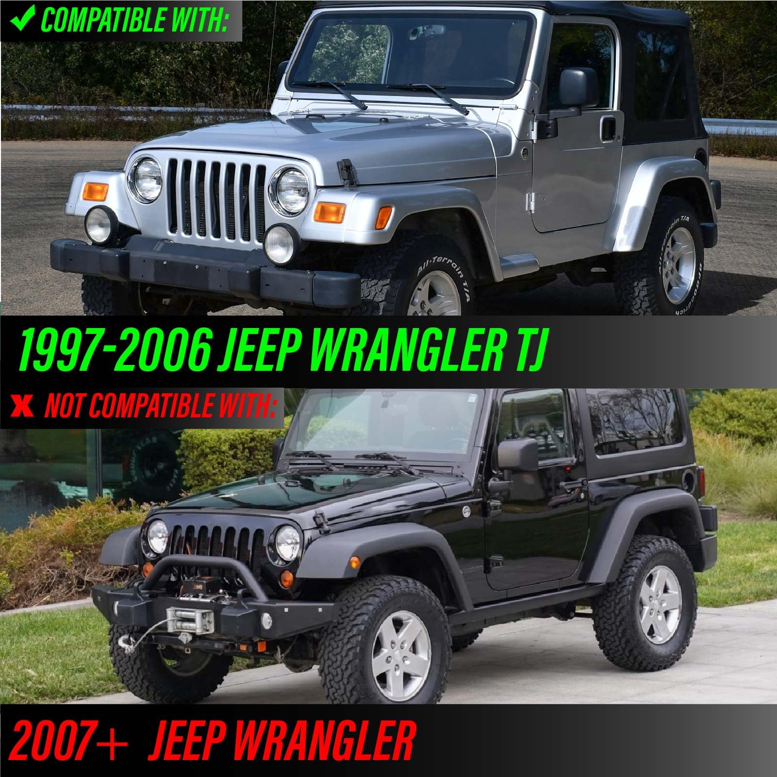 Usr 97-06 Tj Wrangler Smoke Lens Corner Side Marker Light & Front Turn Signal Lights - With X4 Led Amber Bulbs Upgrade - 4 Piece